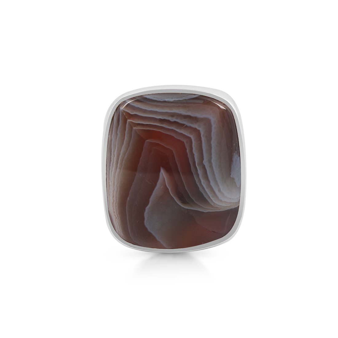 Premium Botswana Agate Adjustable Ring - Sterling Silver Statement Jewelry (RBA-R-25)