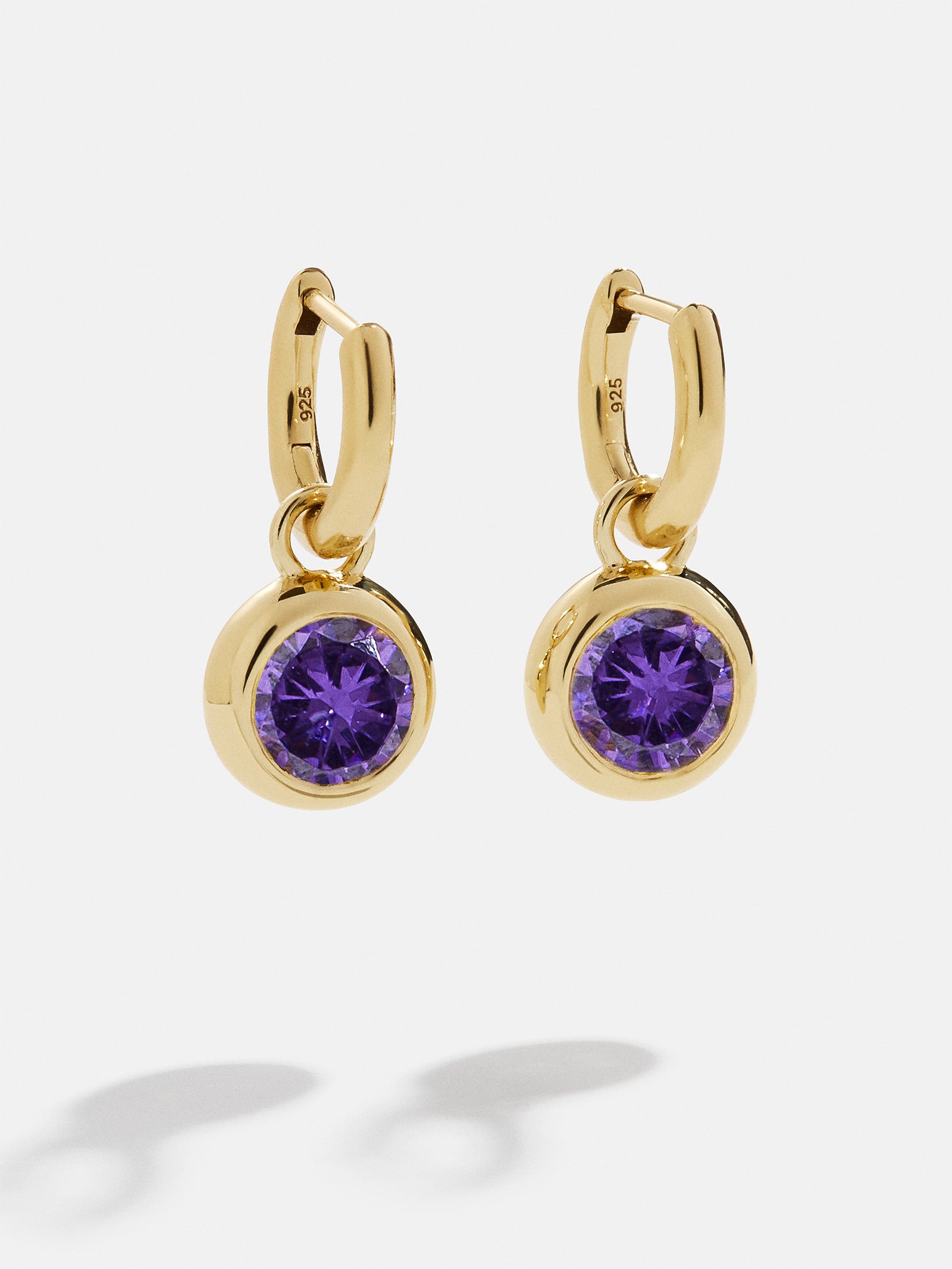 Premium 18K Gold Amethyst Birthstone Drop Earrings - Ultimate Elegance