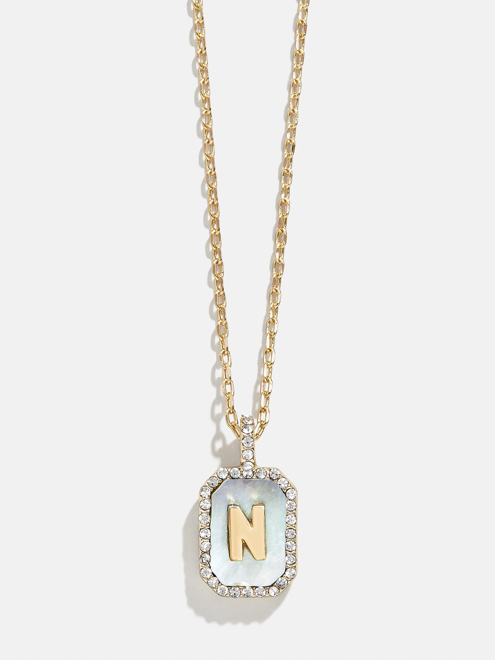 Premium Gold & Dark Mother Of Pearl Initial Necklace - Personalized Elegance