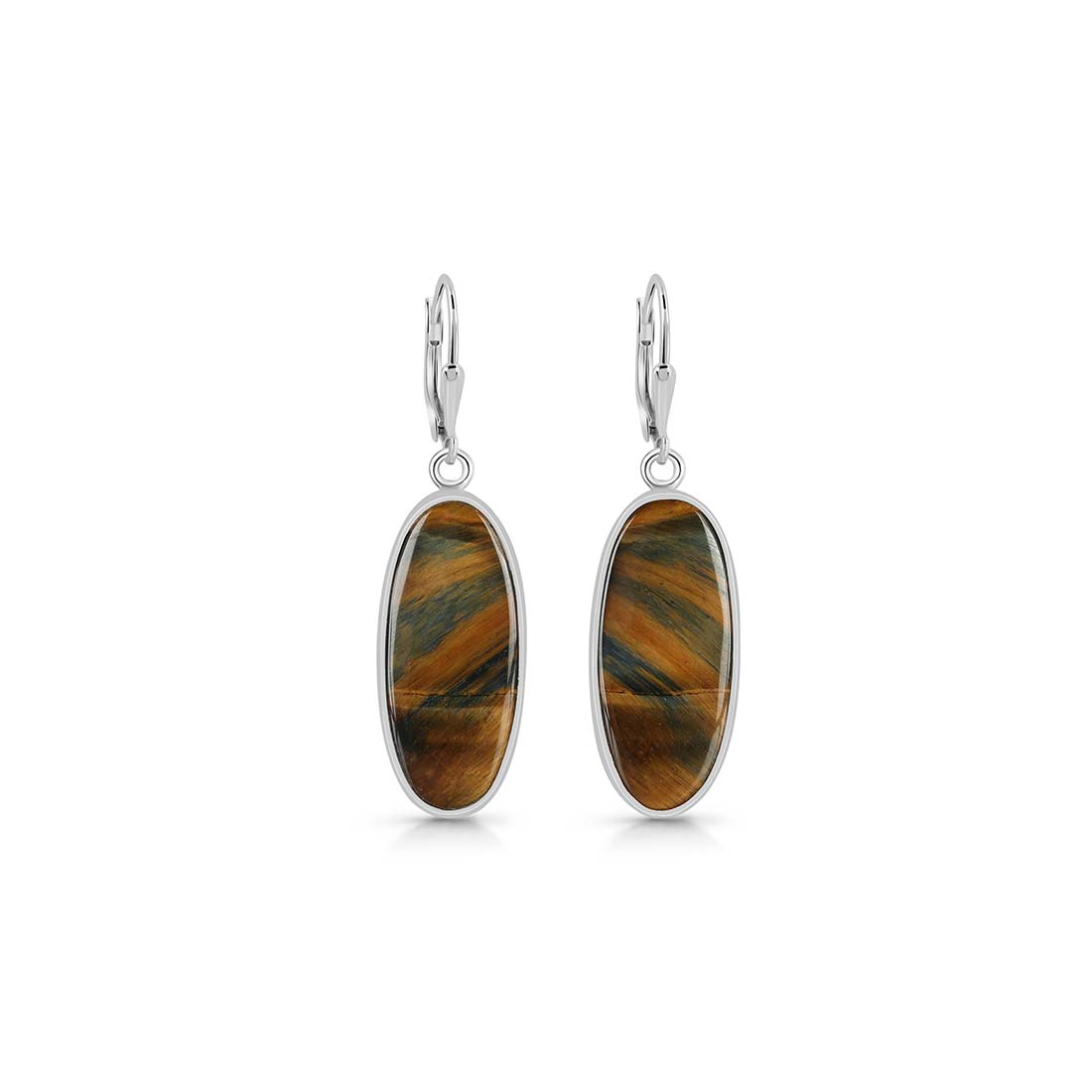 Premium Blue Tiger Eye Statement Earrings - BTE-E-11