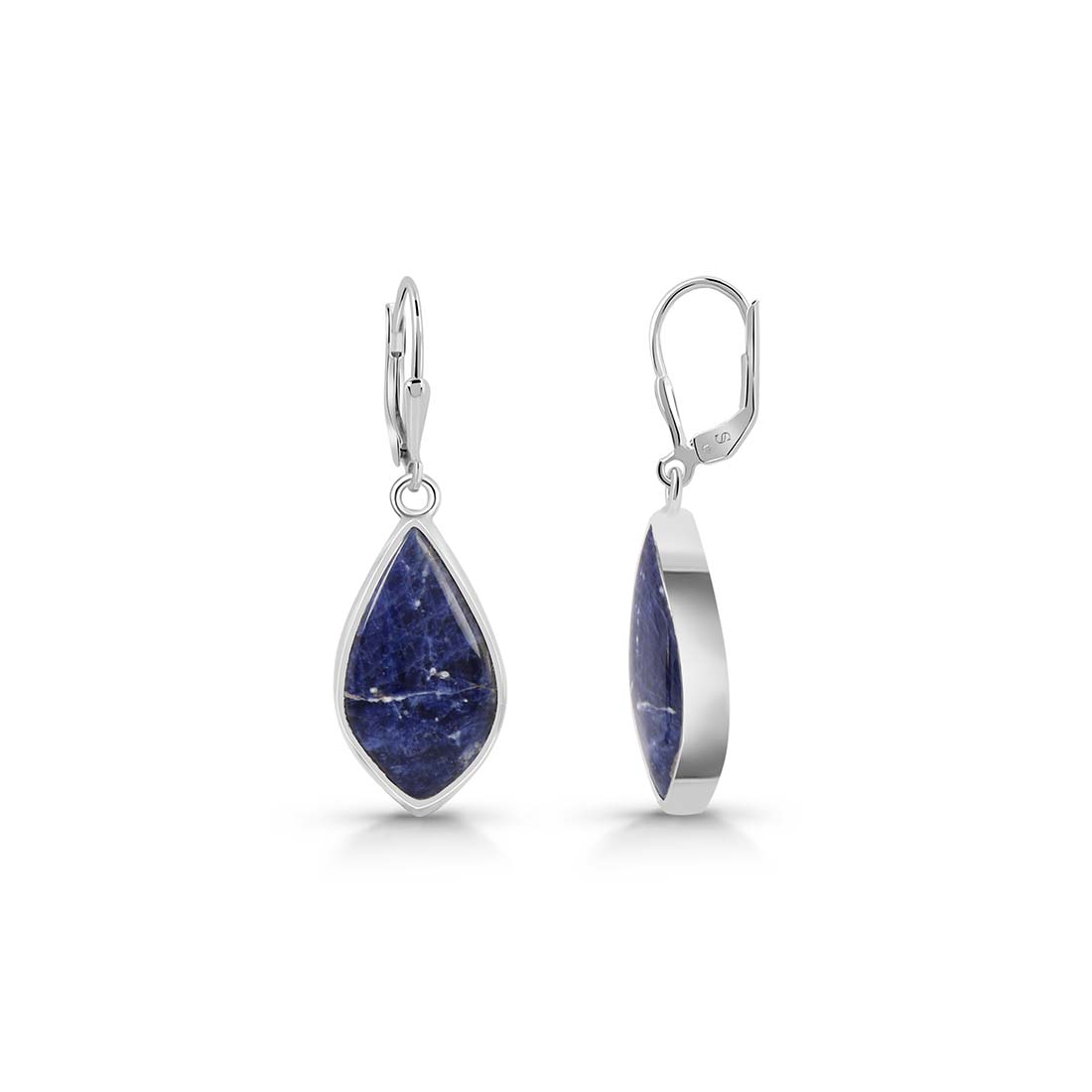 Premium Sodalite Statement Earrings - Elegant Blue Gemstone Jewelry