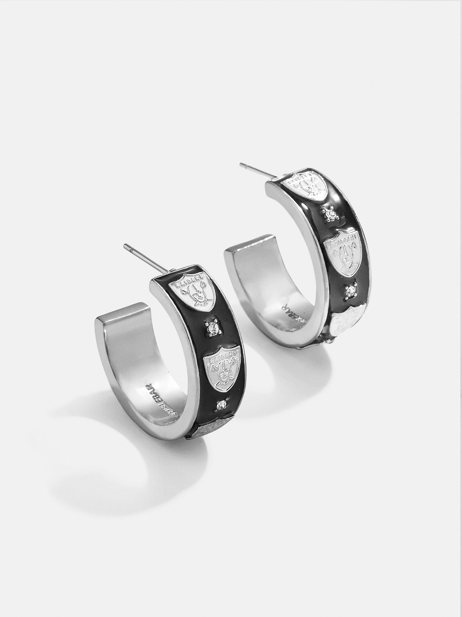 Premium Las Vegas Raiders Enamel Hoop Earrings by WEAR x Erin Andrews