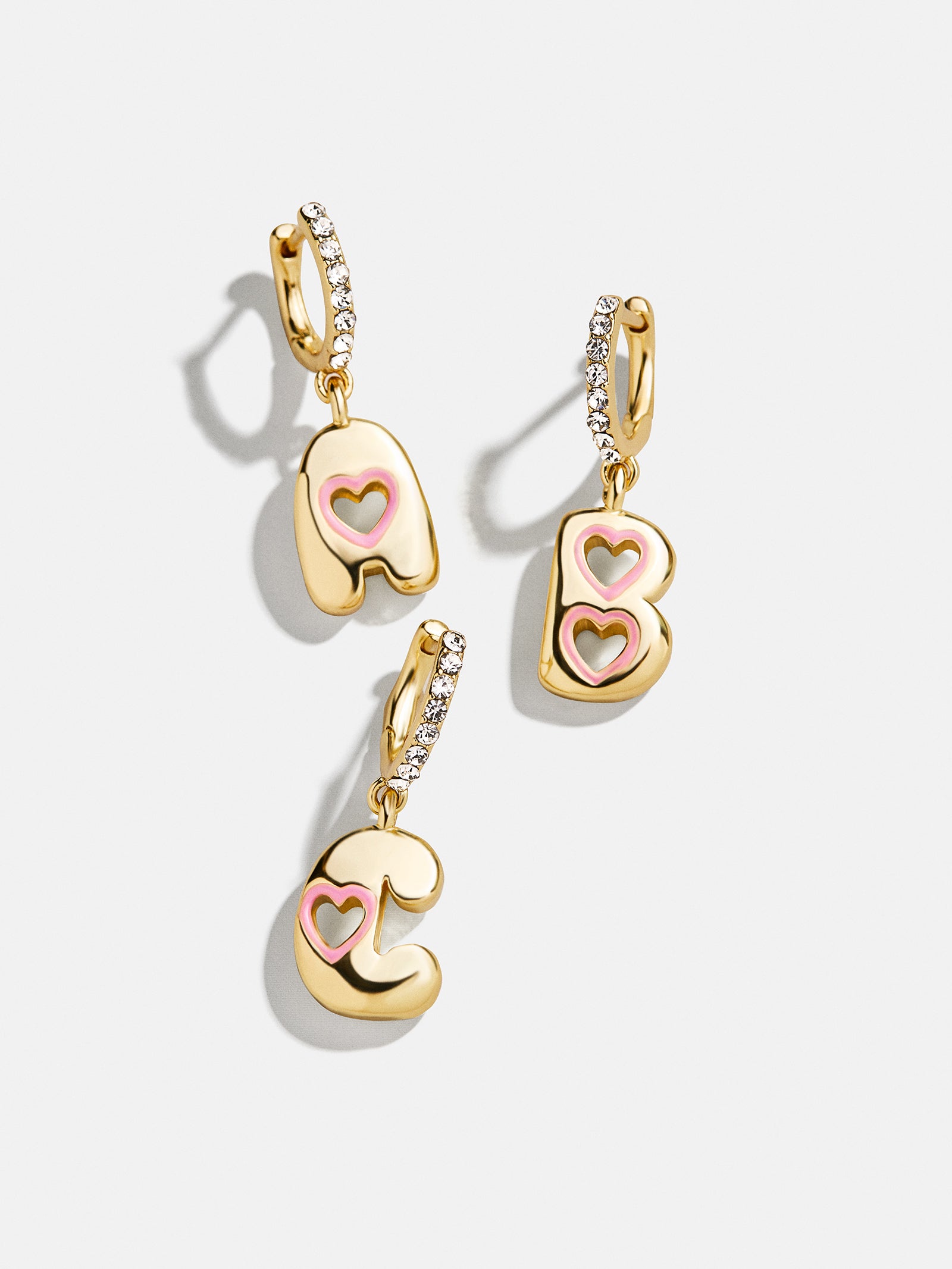 Premium Kids' Initial Earrings - Gold & Rainbow Heart