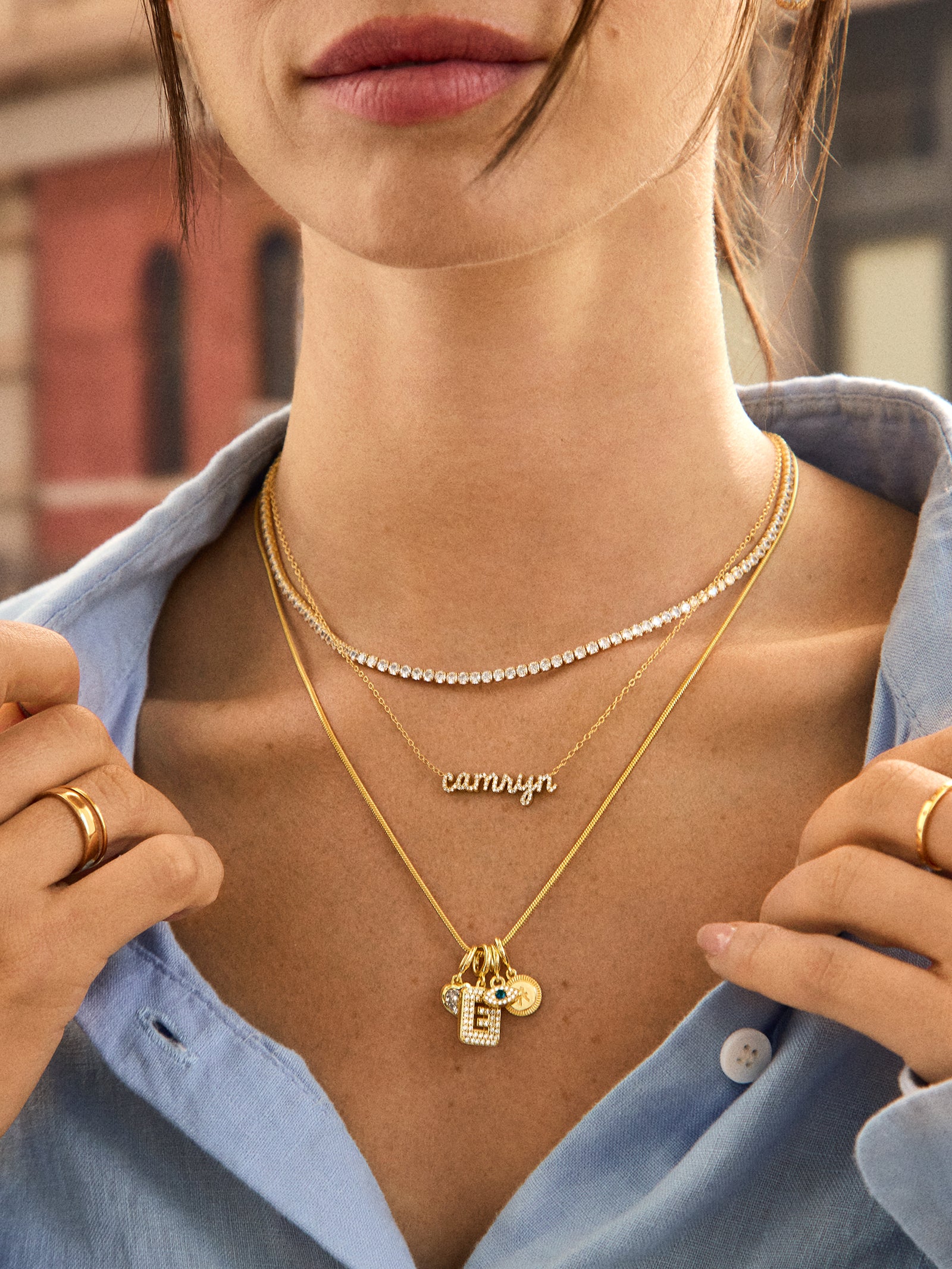 Premium Block Pavé Initial Cluster Charm Necklace - Modern & Customizable