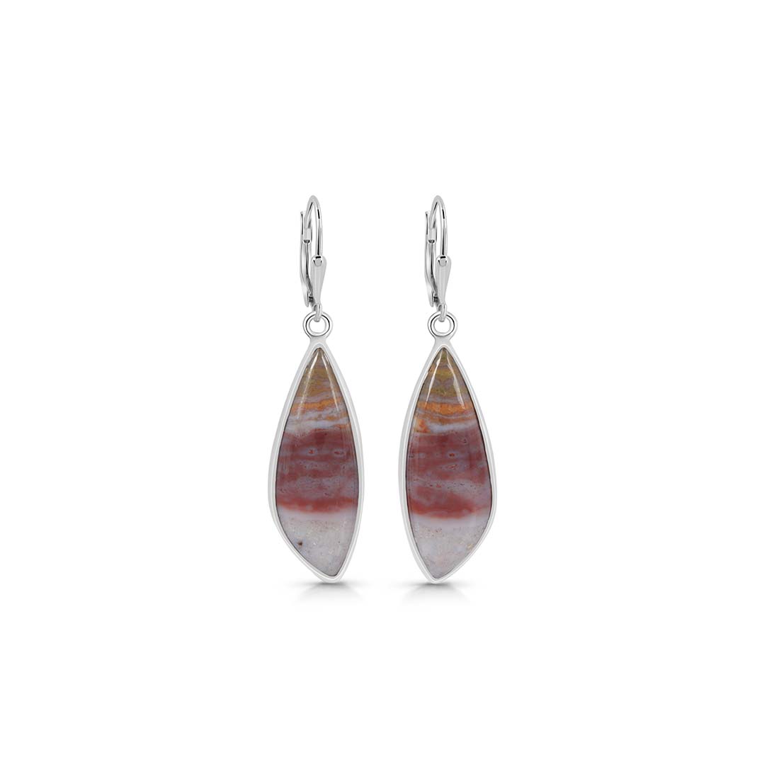 Premium Ocean Jasper Statement Earrings - Elegant Silver Design