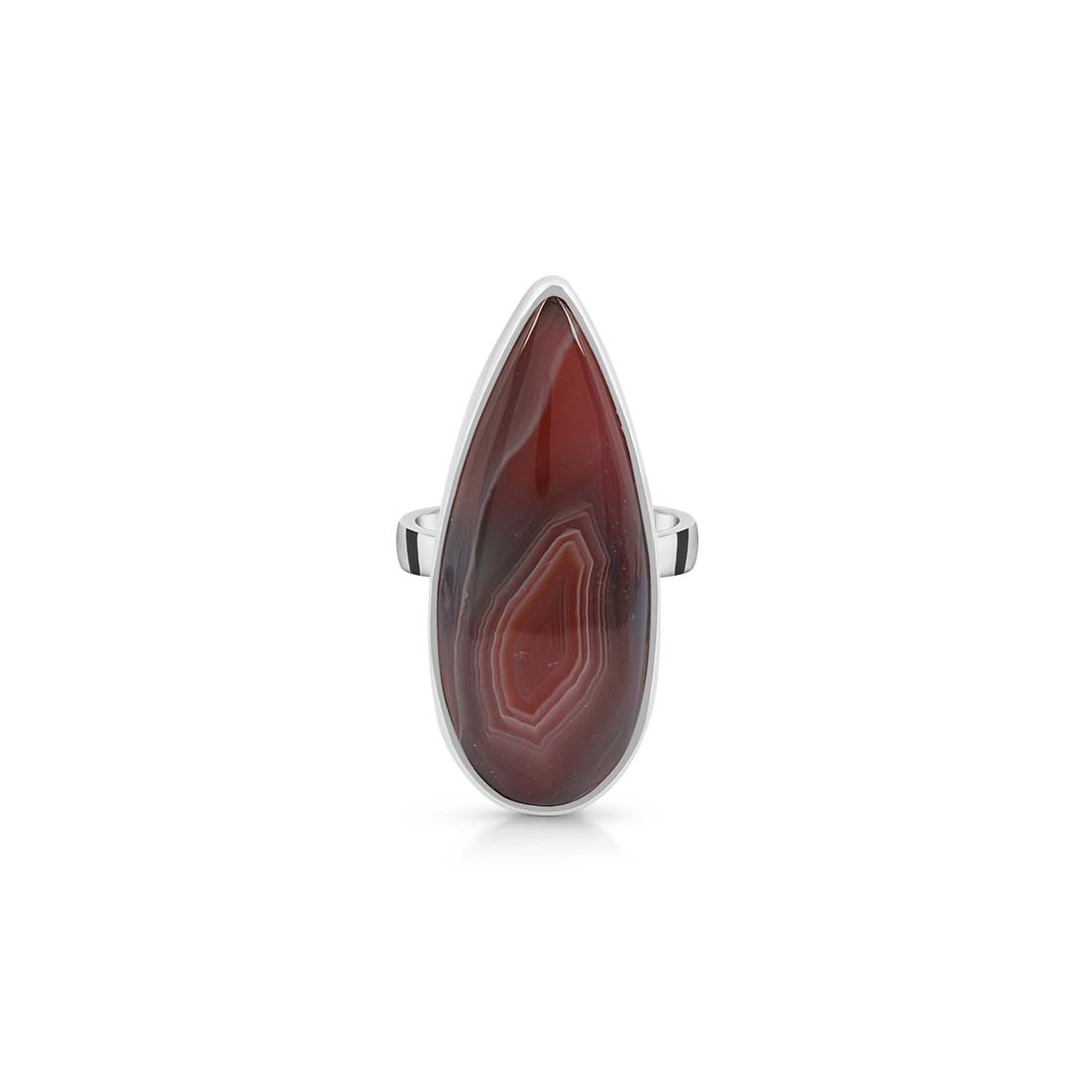 Premium Botswana Agate Adjustable Ring - Sterling Silver Statement Jewelry