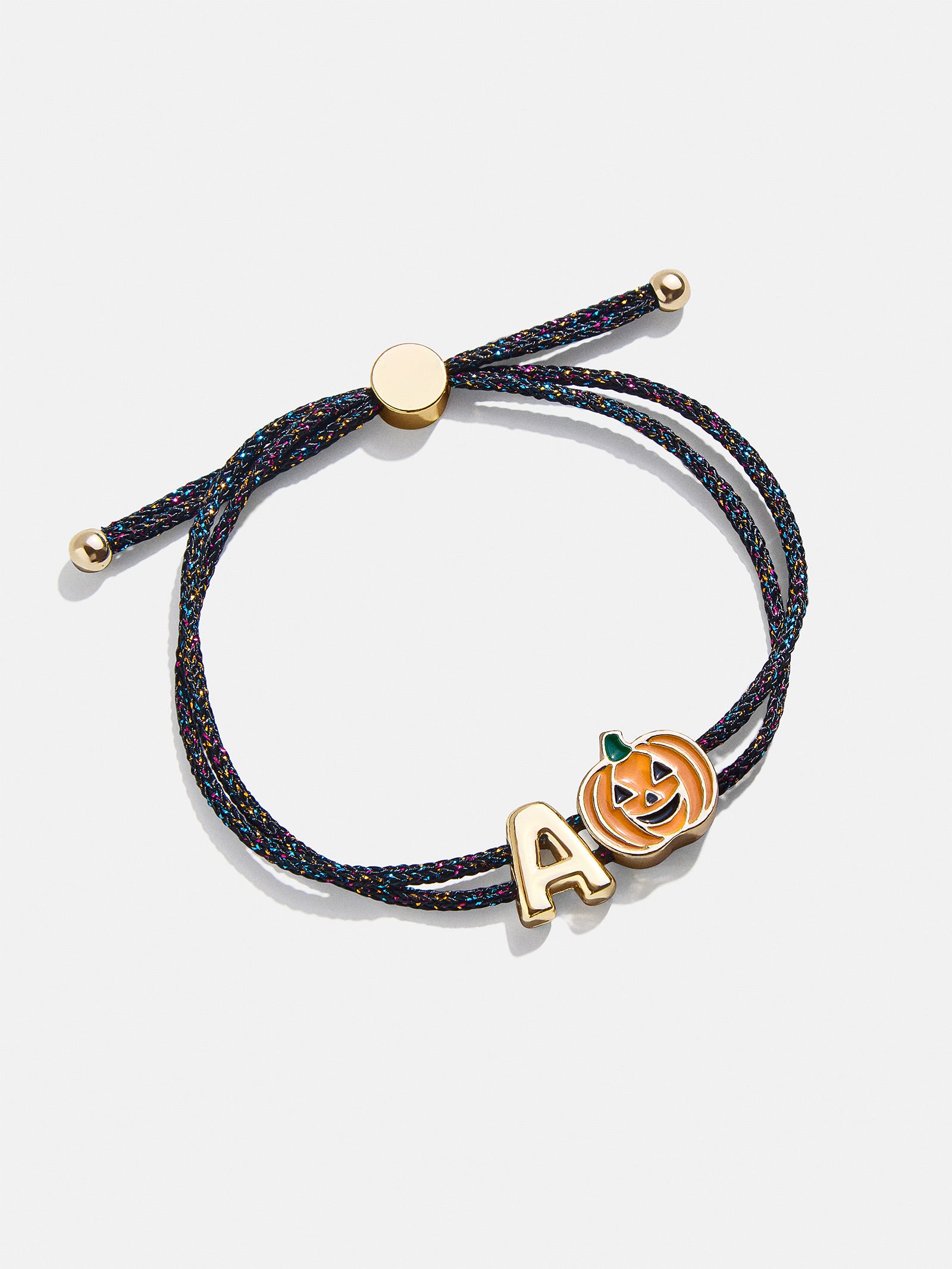 Ultimate Kids' Halloween Initial Bracelet - Festive Orange Pumpkin Charm
