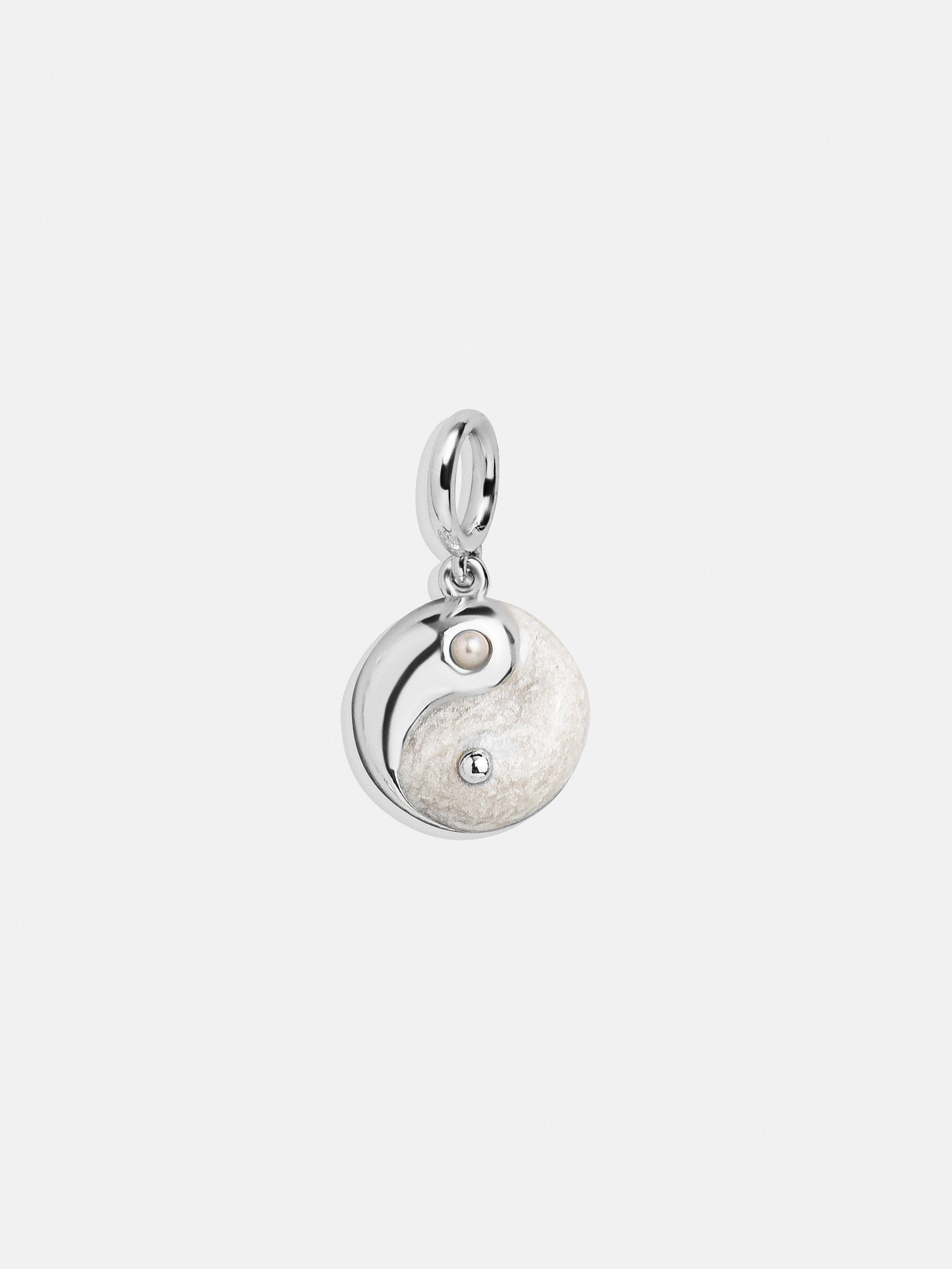 Premium Silver Yin & Yang Charm Necklace with Mother of Pearl