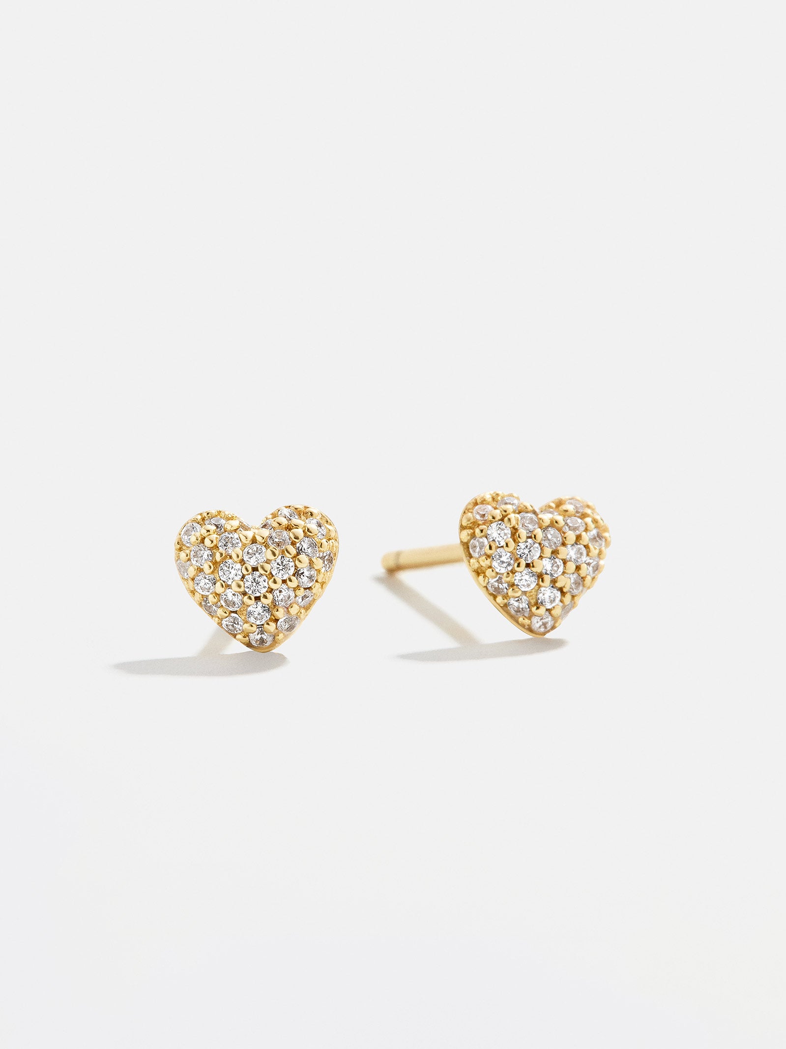 Premium Adrianna 18K Gold Pavé Heart Stud Earrings