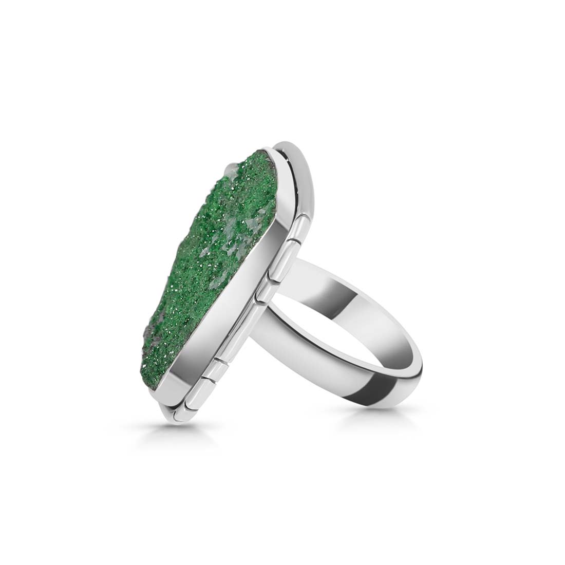 Premium Uvarovite Druzy Statement Ring - Elegant Green Gemstone Jewelry