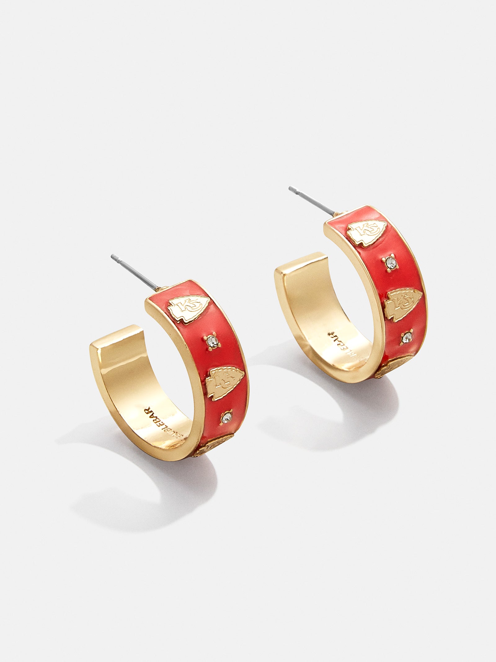 Premium Kansas City Chiefs Enamel Hoop Earrings by WEAR x Erin Andrews & BaubleBar