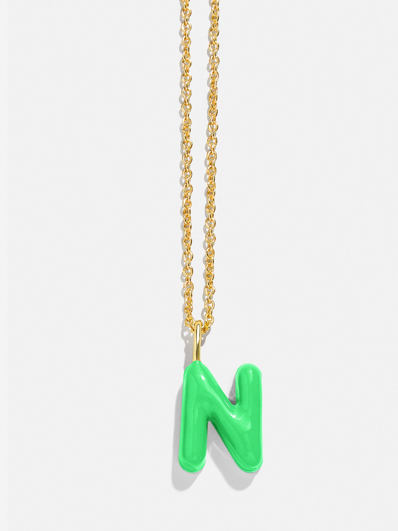 Premium Mini Bubble Initial Enamel Necklace - Vibrant Green