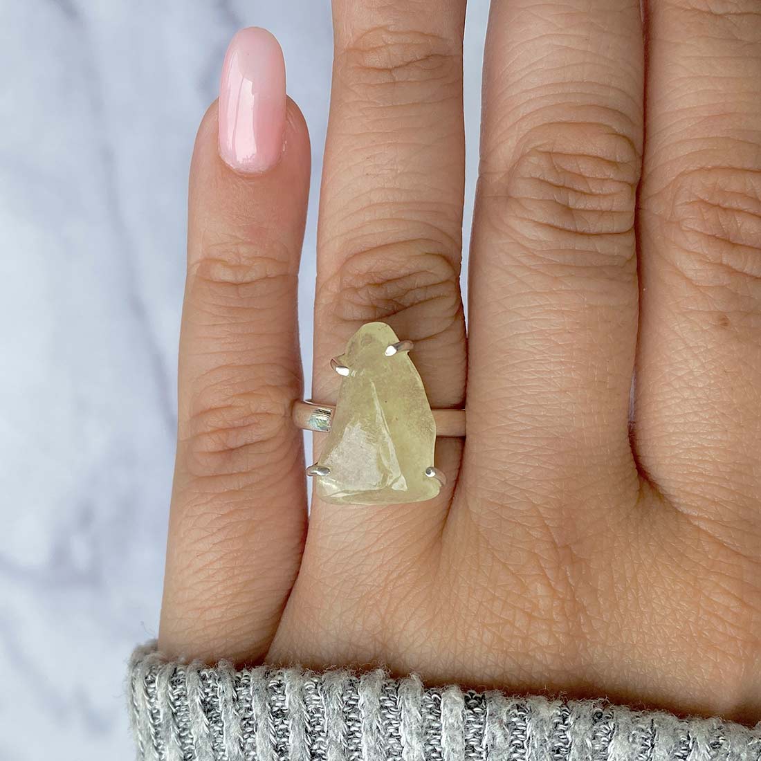 Premium Libyan Desert Glass Statement Ring - LDG-R-17