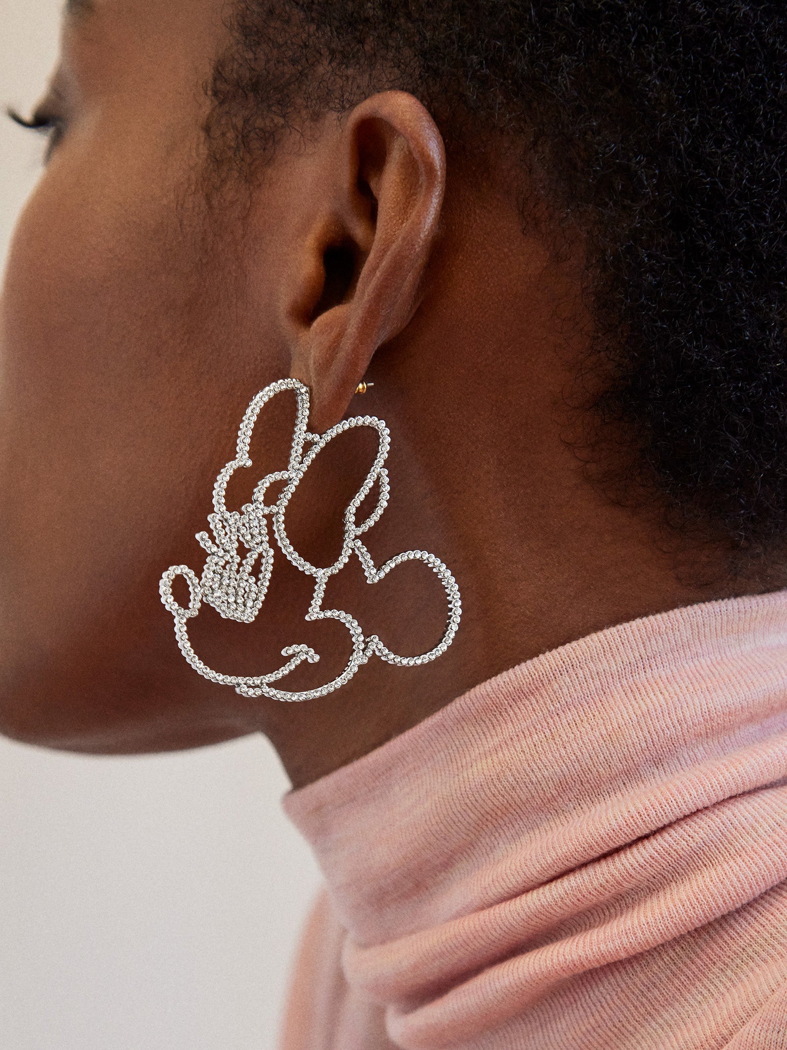 Disney Minnie Mouse Premium Silver Outline Earrings - Timeless Elegance