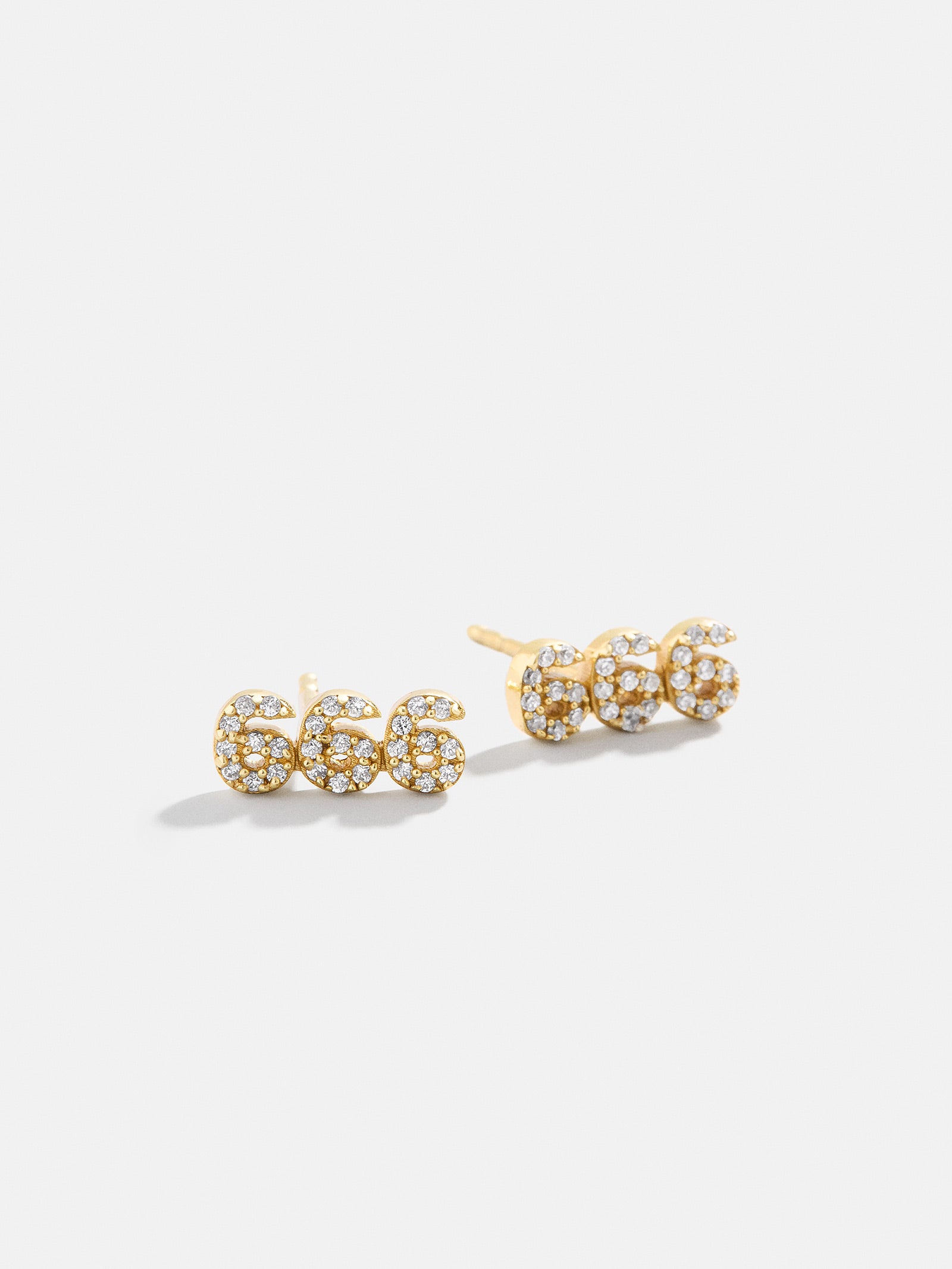 Premium 18K Gold Angel Number Stud Earrings - Gold/Pavé