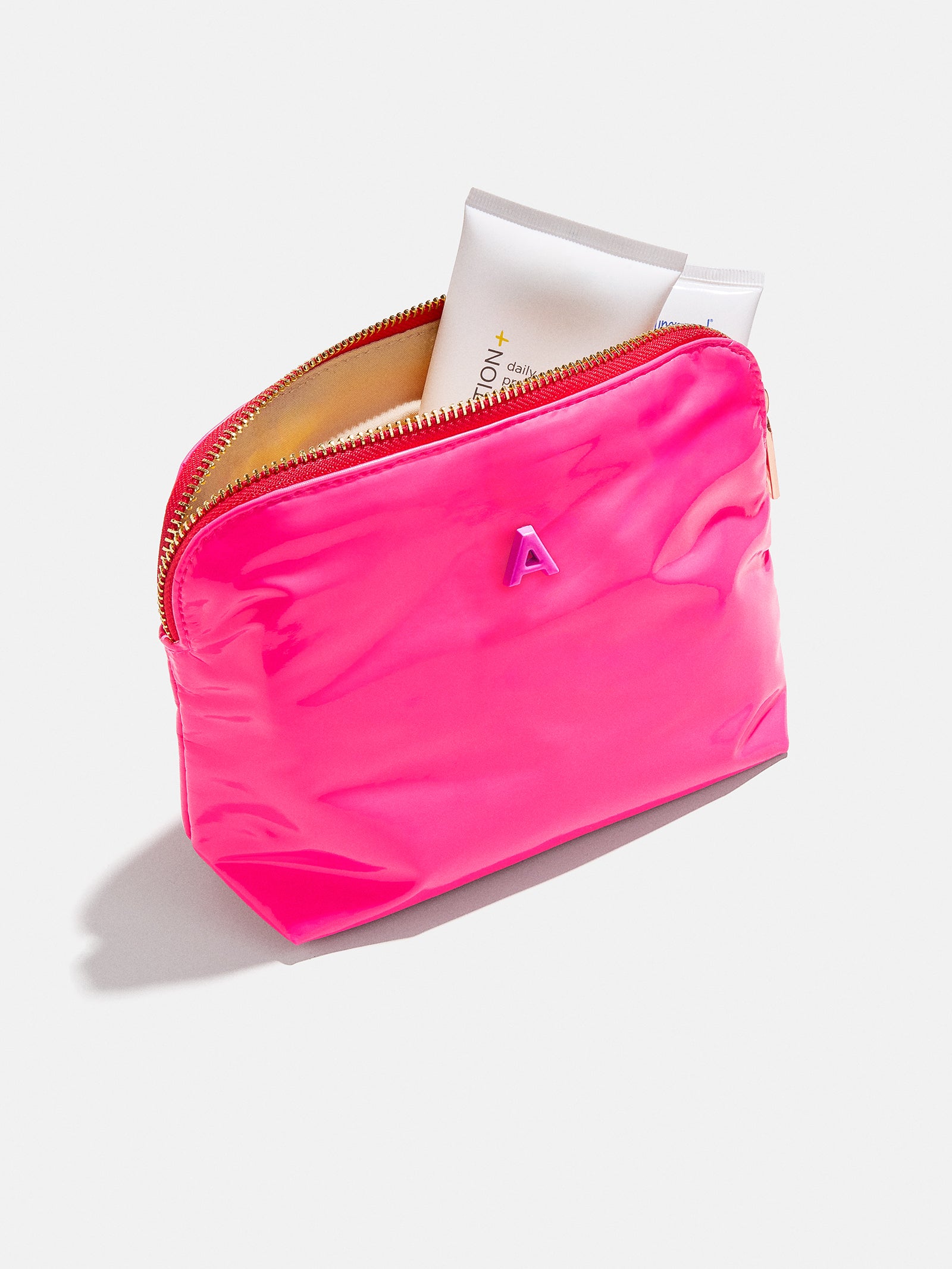 Premium Initial Zipper Pouch - Bold Hot Pink