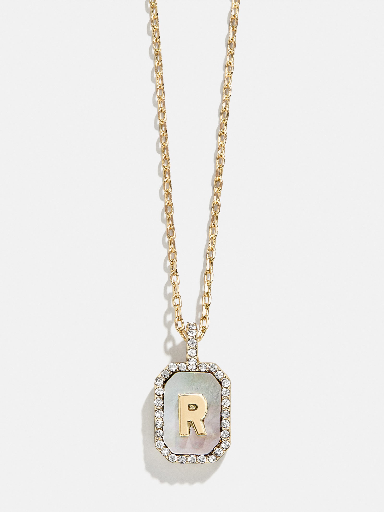 Premium Gold & Dark Mother Of Pearl Initial Necklace - Personalized Elegance