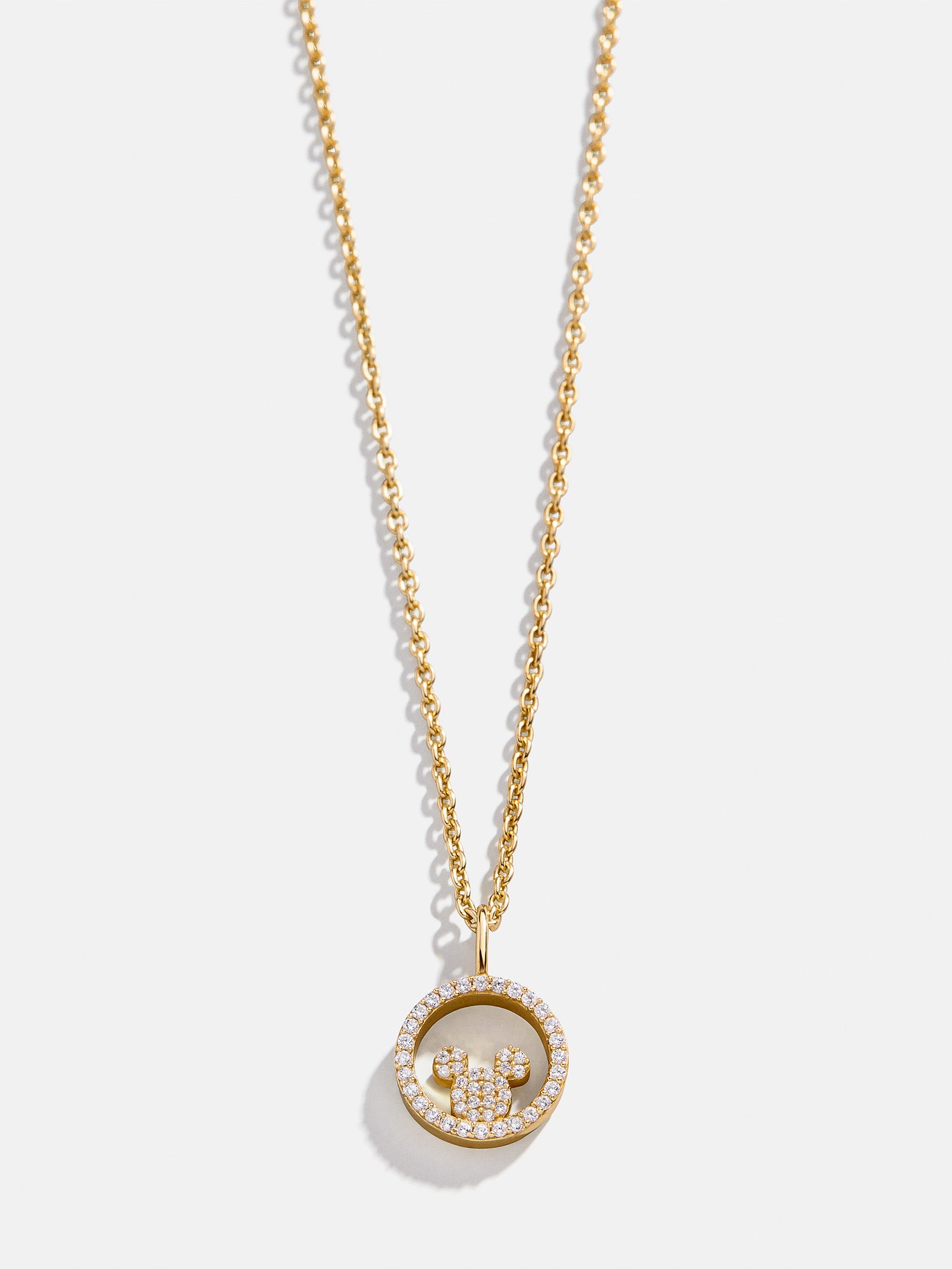 Premium Disney Mickey Mouse 18K Gold Plated Sterling Silver Pendant Necklace with Cubic Zirconia