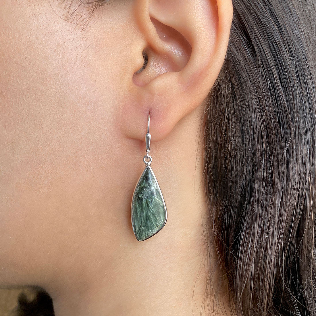 Premium Seraphinite Statement Earrings - SER-E-4