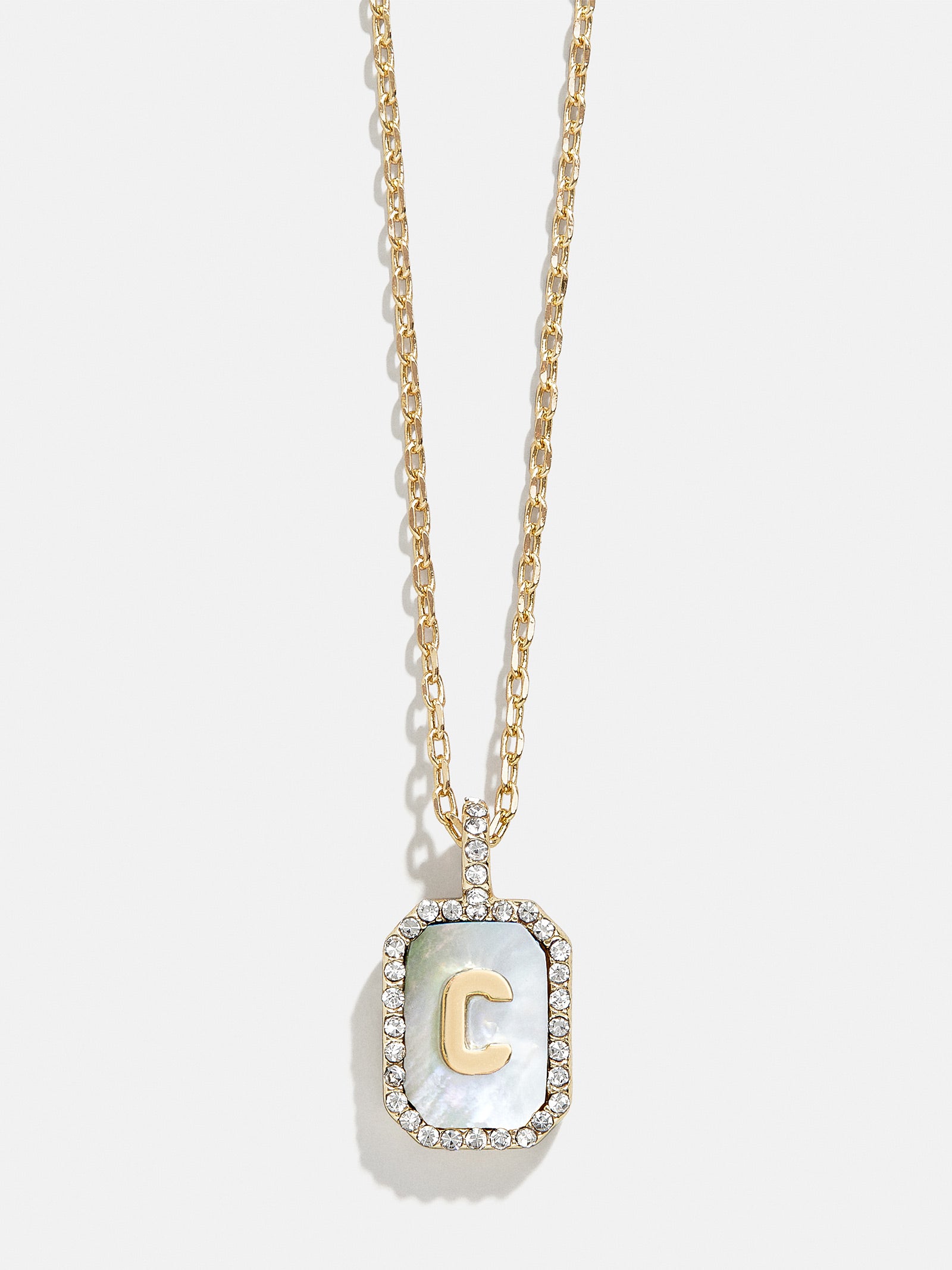 Premium Gold & Dark Mother Of Pearl Initial Necklace - Personalized Elegance