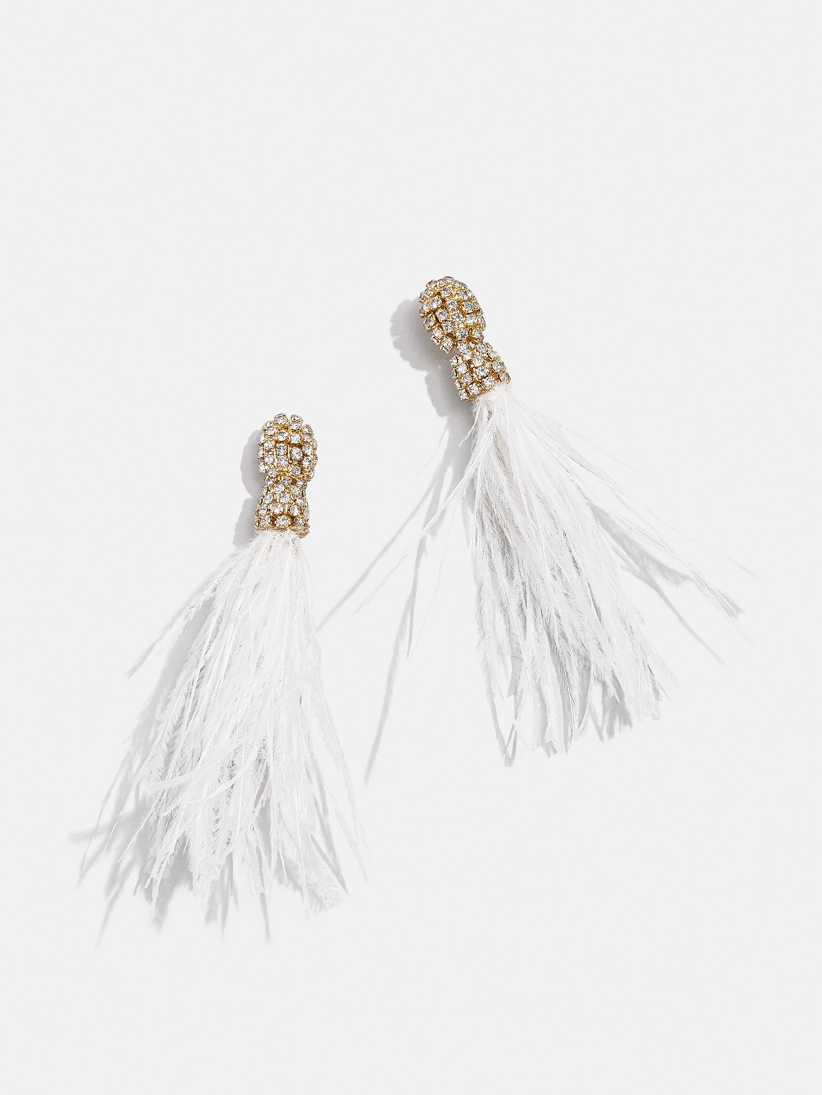 Premium Resha Feather Earrings - White