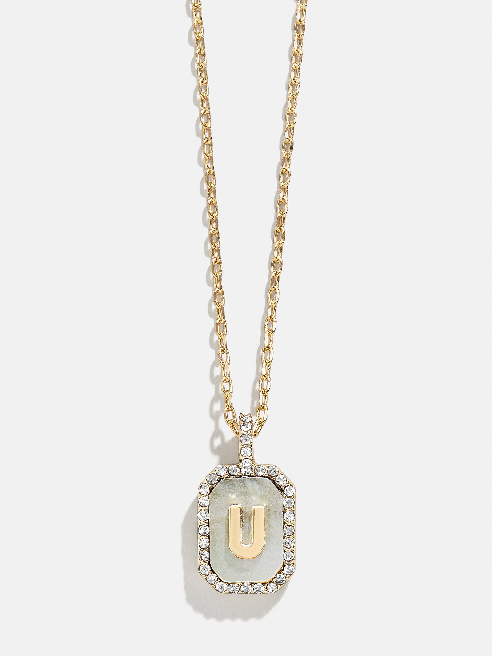 Premium Gold & Dark Mother Of Pearl Initial Necklace - Personalized Elegance