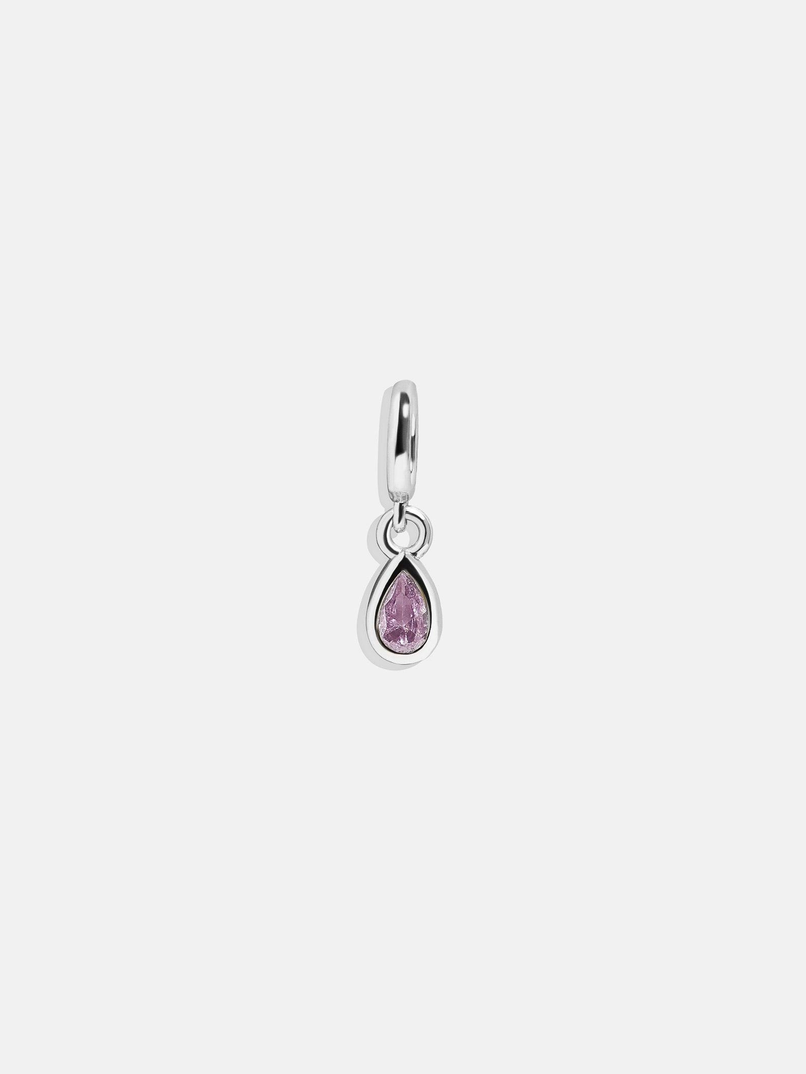 Premium Silver Birthstone Charm Necklace - Light Amethyst