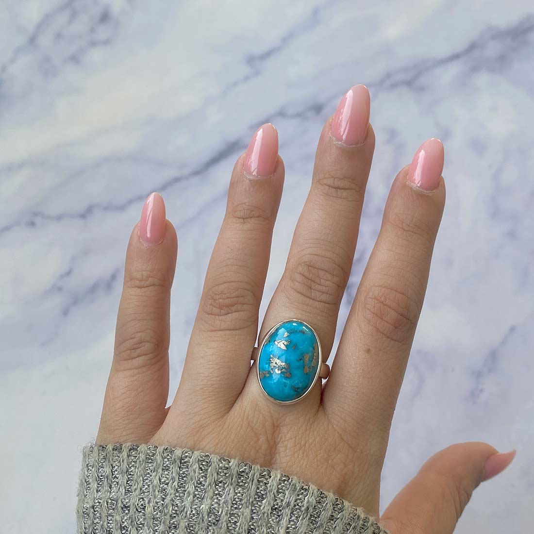 Premium Turquoise Adjustable Ring - TRQ-R-186 | Sagacia Jewelry