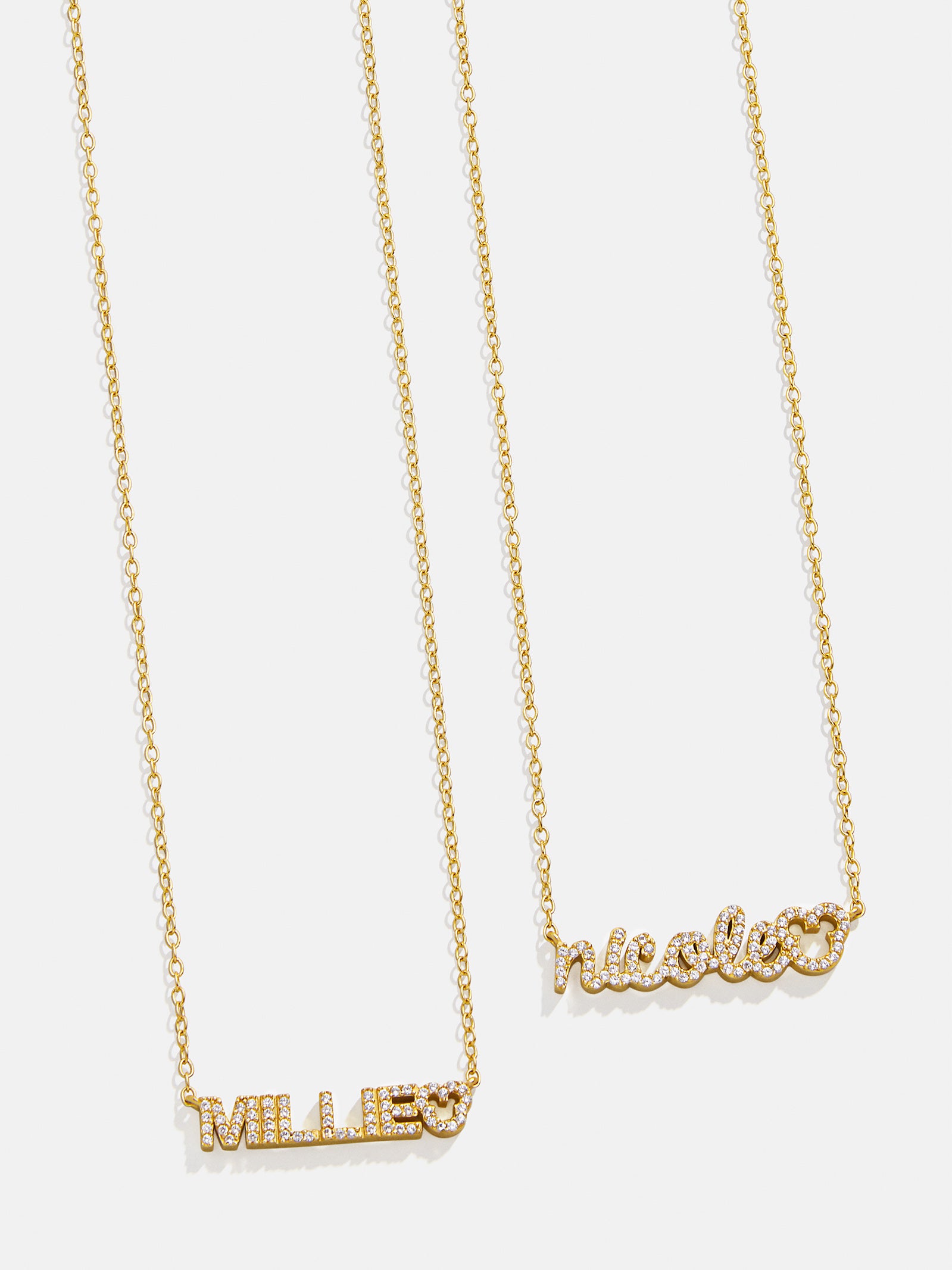 Premium Mickey Mouse Disney 18K Gold Plated Sterling Silver Custom Nameplate Necklace - Gold/Pavé