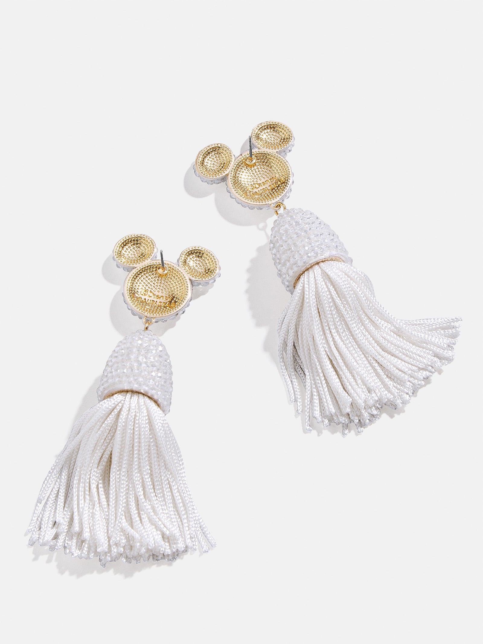 Premium Disney Mickey Mouse Tassel Earrings - Elegant White