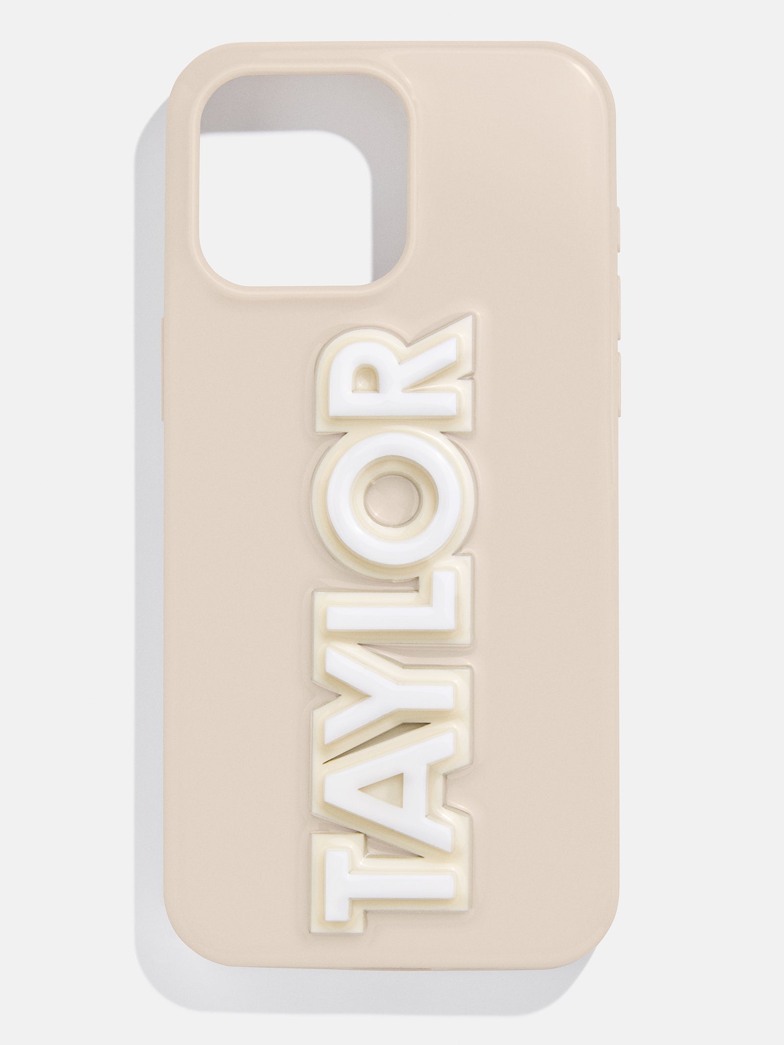 Premium Custom iPhone Case - 3D Block Font Design in Beige/White