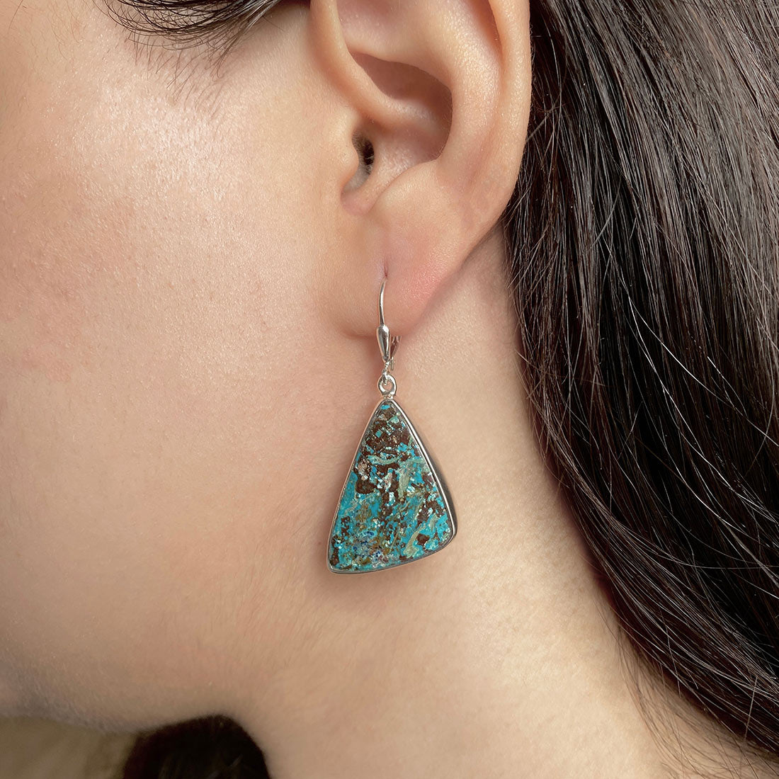 Premium Shattuckite Statement Earrings - STK-E-20 | Sagacia Jewelry