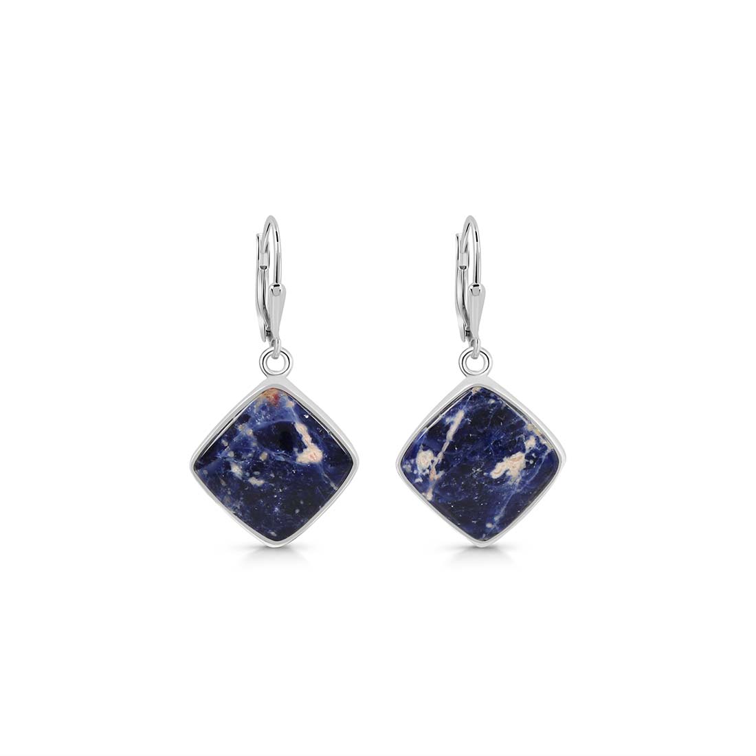 Premium Sodalite Statement Earrings - Elegant 925 Sterling Silver (SDL-E-14)