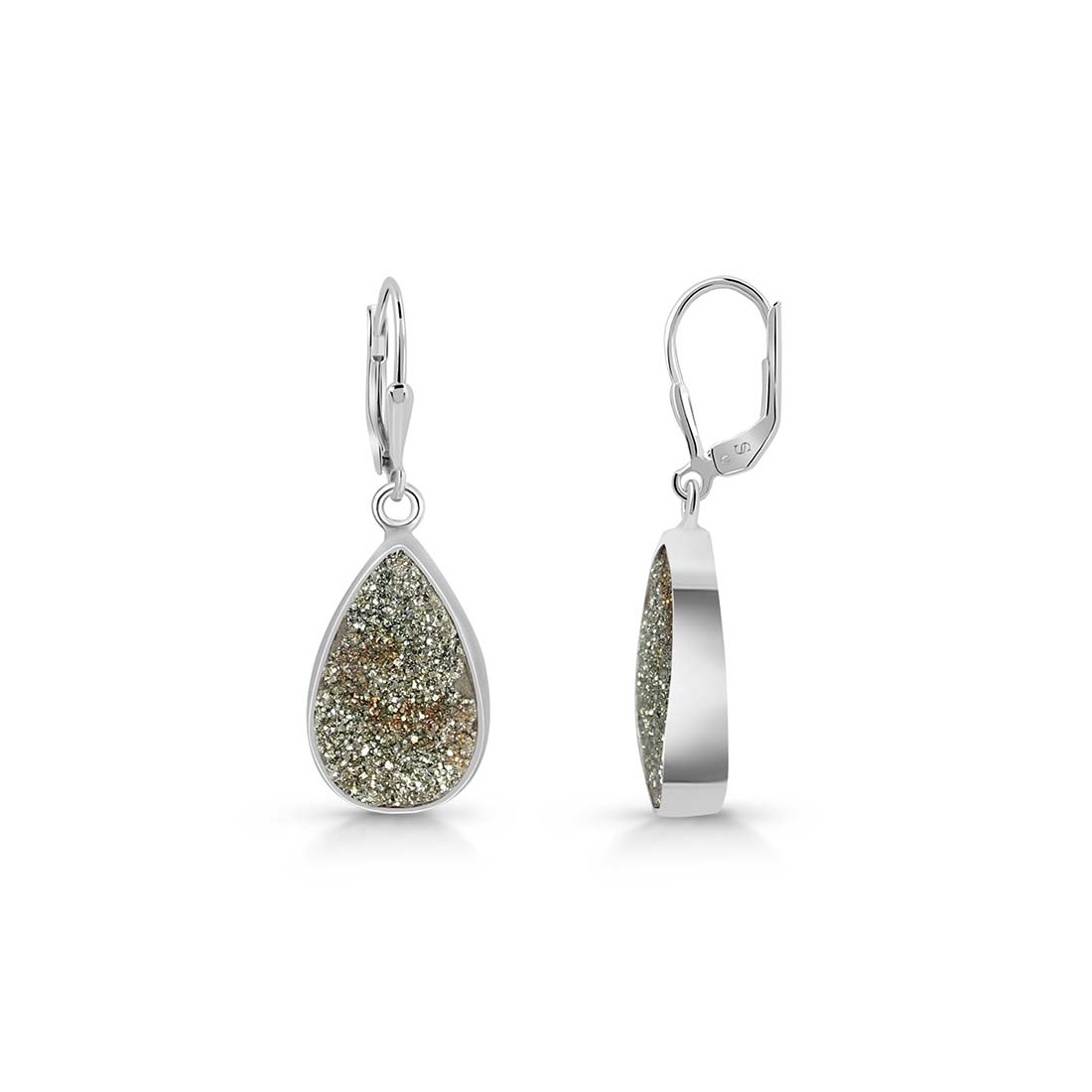 Premium Spectropyrite Druzy Earrings - Elegant Statement Jewelry