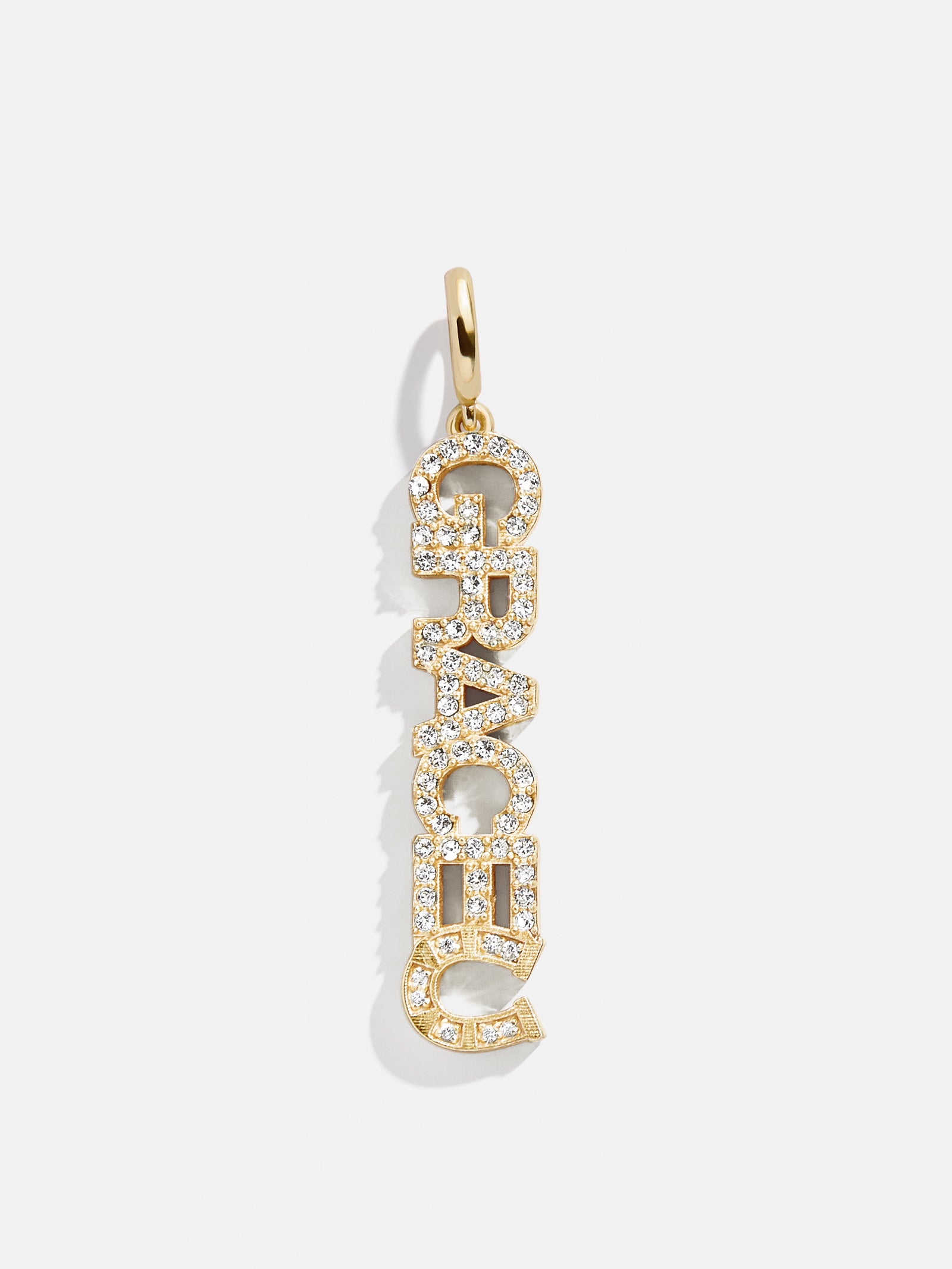 Premium Custom Motif Block Nameplate Charm - Gold Pavé Finish