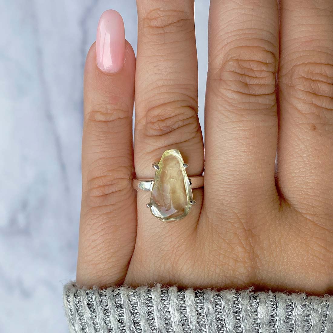 Premium Libyan Desert Glass Statement Ring - LDG-R-9