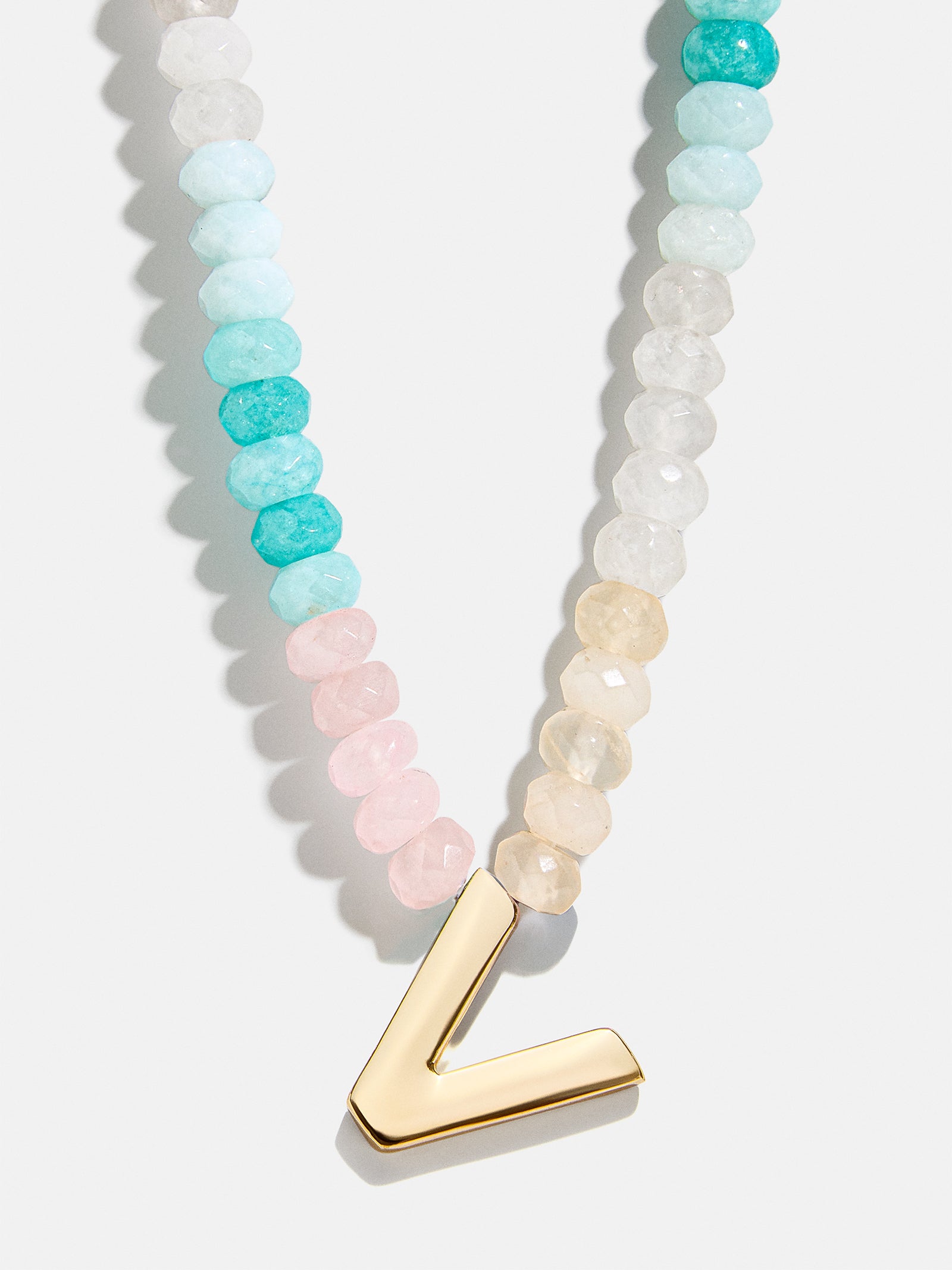 Premium Custom Initial Necklace with Semi-Precious Stones - Light Multi