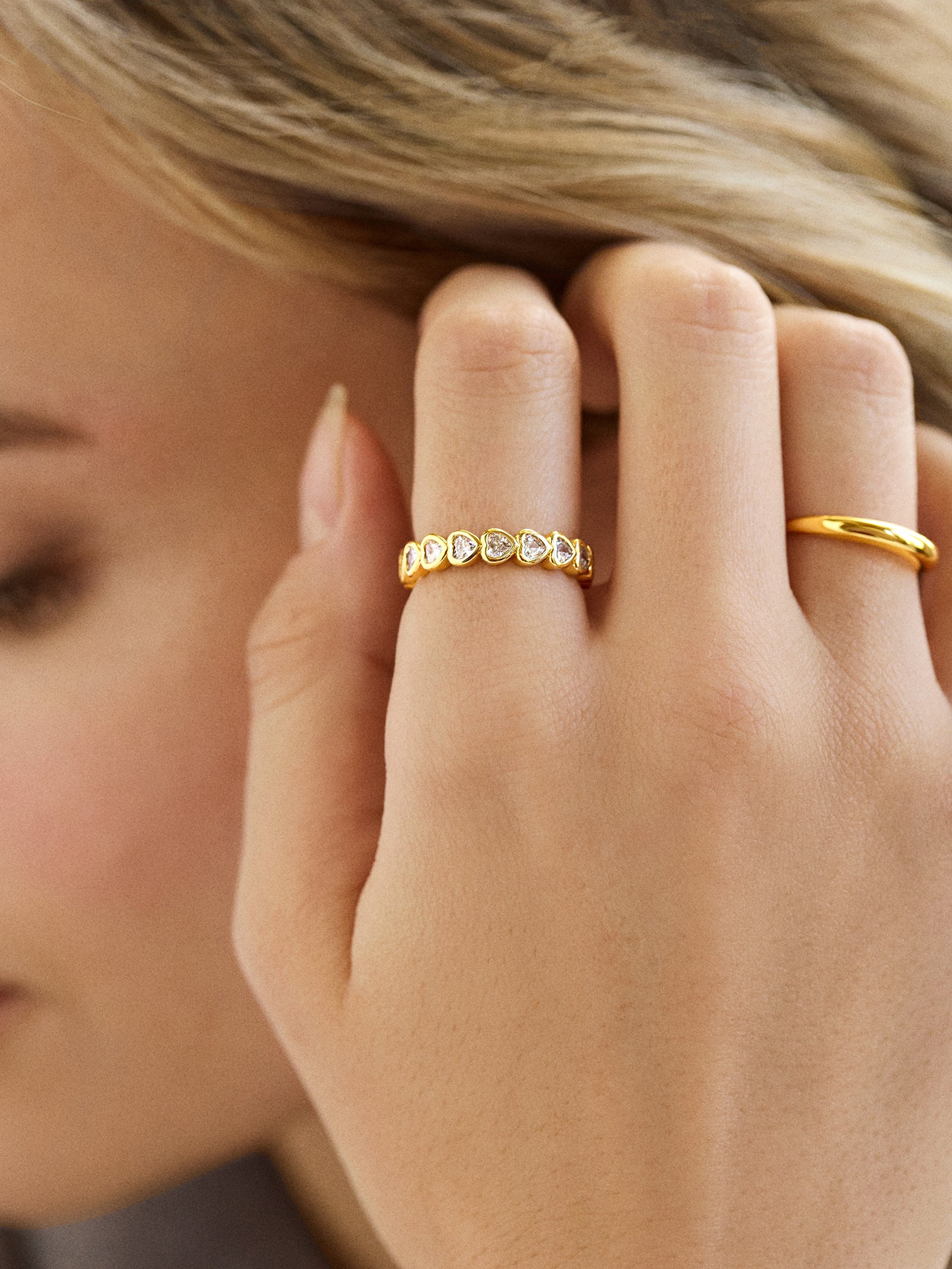 Adrianna Heart Ring - Premium Gold & Pavé Design