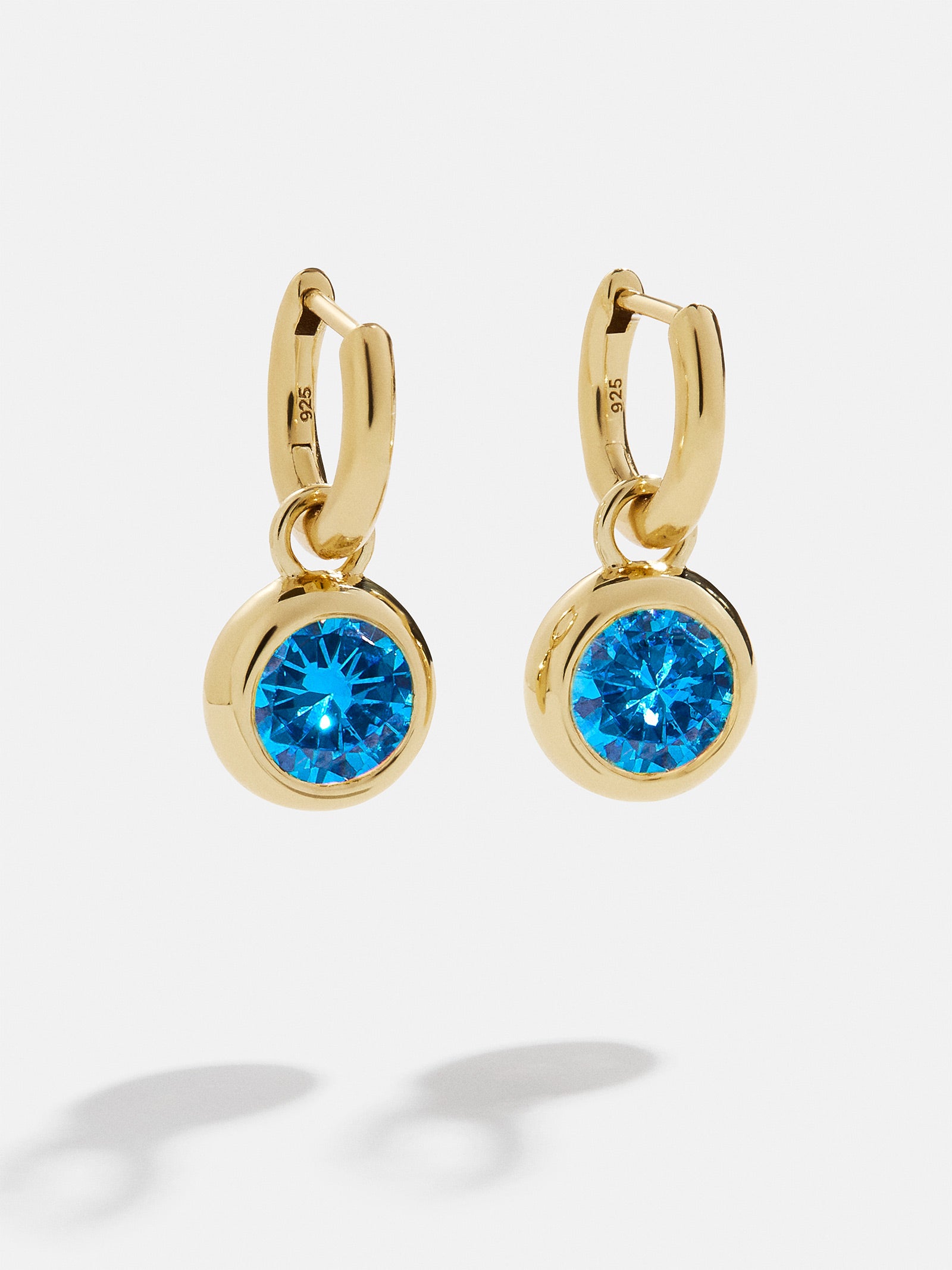 Premium 18K Gold Blue Zircon Birthstone Drop Earrings - Elegant & Personalized