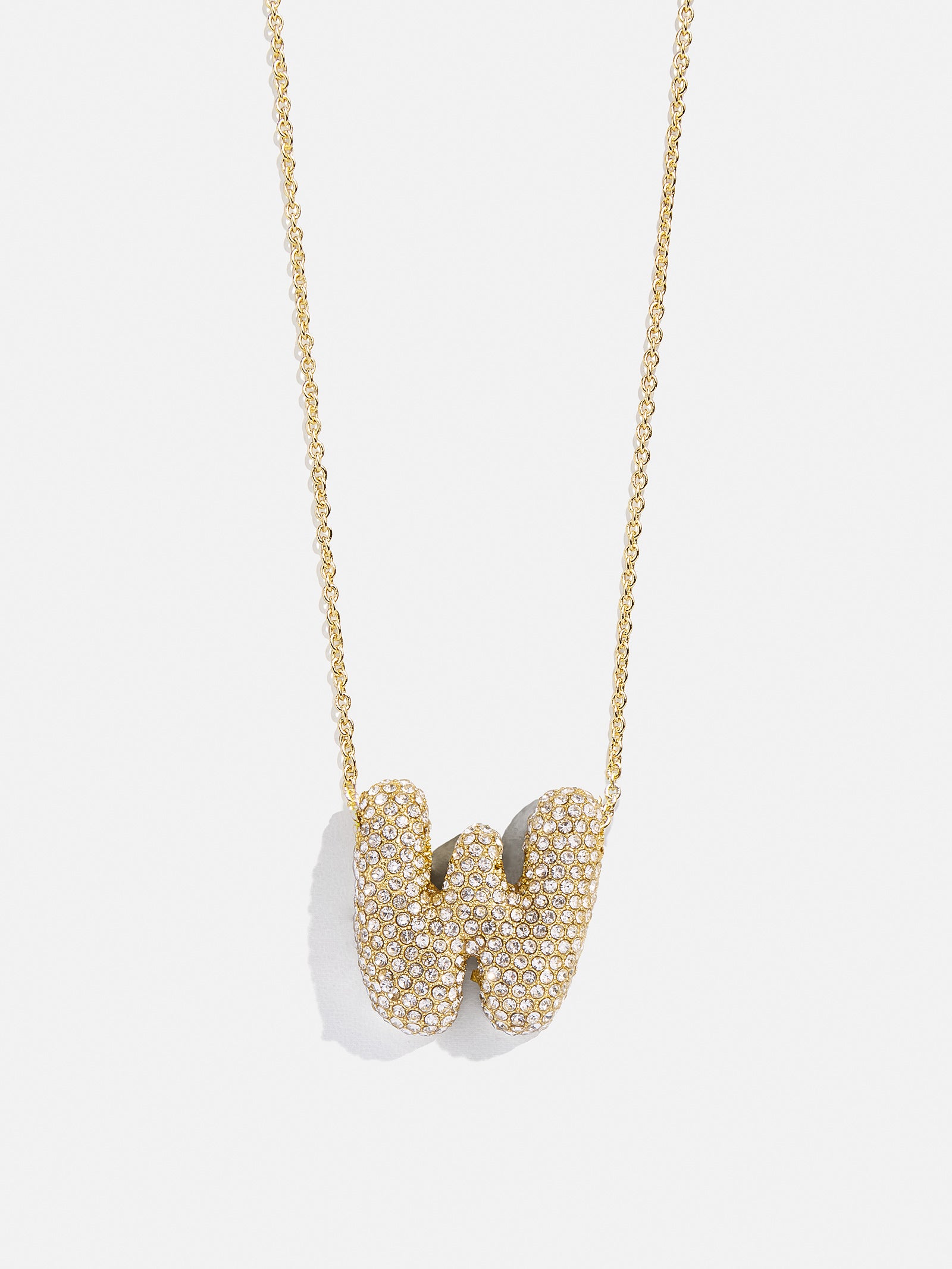 Premium Kids' Bubble Initial Necklace - Gold/Pavé