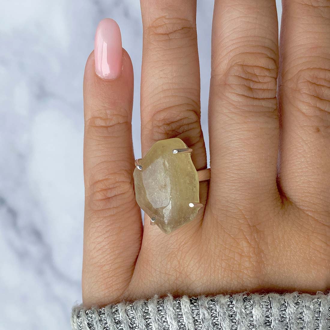 Premium Libyan Desert Glass Statement Ring - LDG-R-39