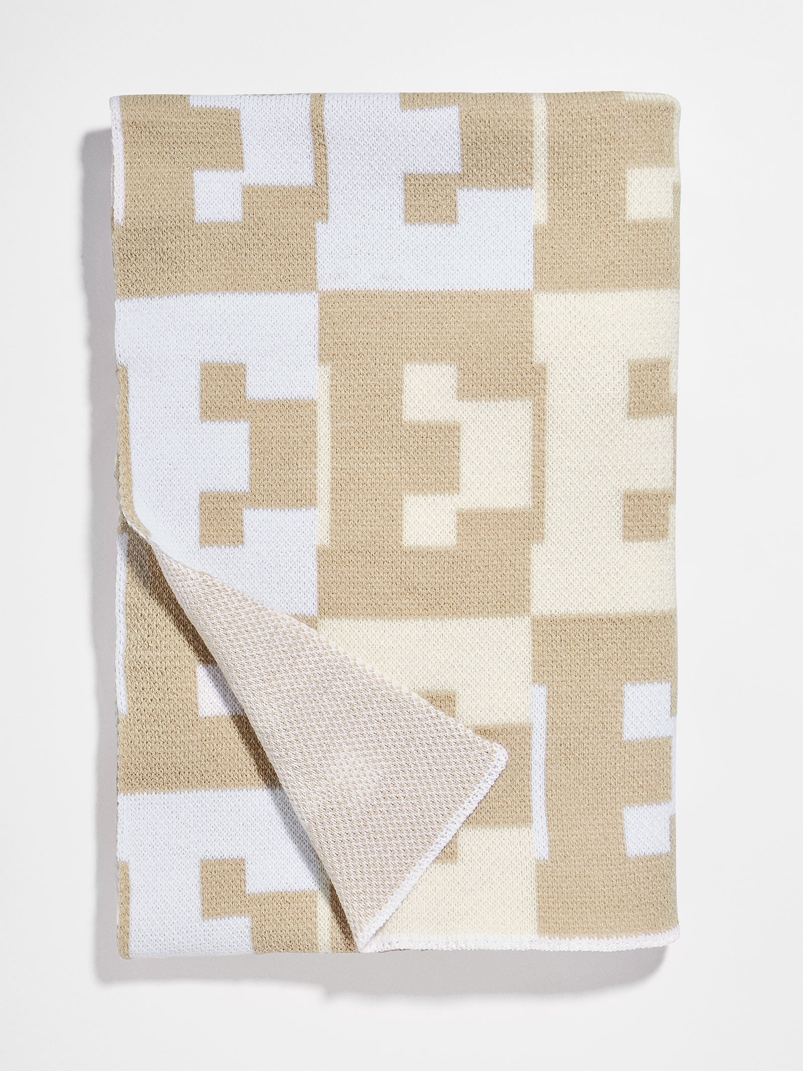 Premium Custom Knit Blanket - Natural Beige | Personalized Initials