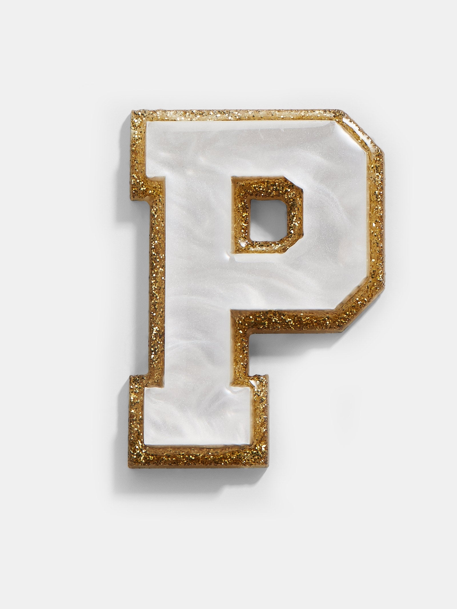 Premium Varsity Initial Sticker - White/Gold | Personalize Your Style