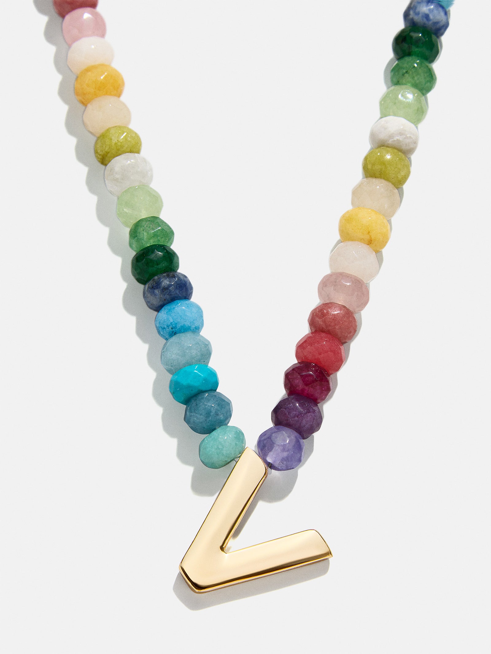 Premium Custom Initial Necklace with Semi-Precious Stones