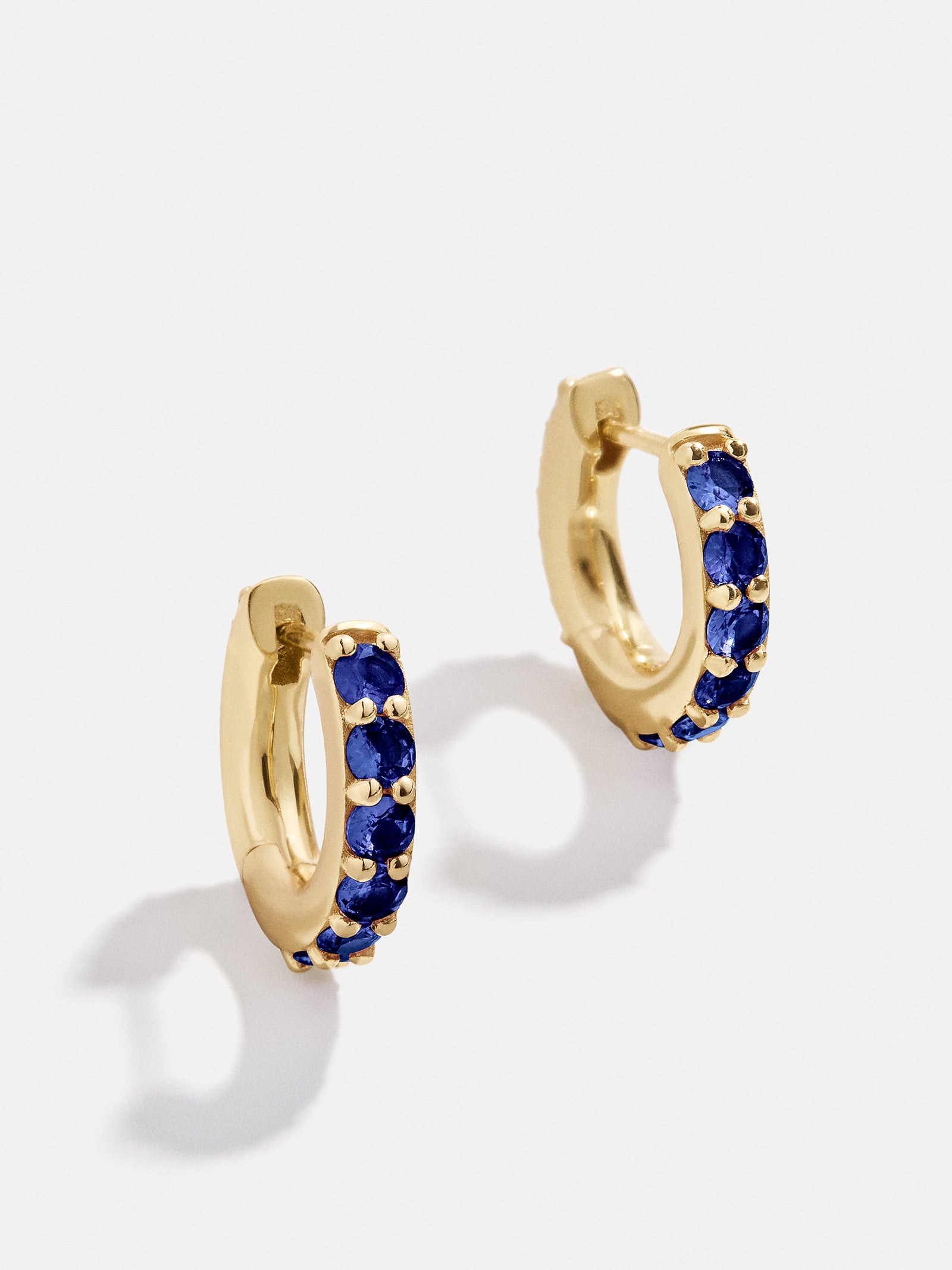 Premium 18K Gold Sapphire Birthstone Huggie Earrings