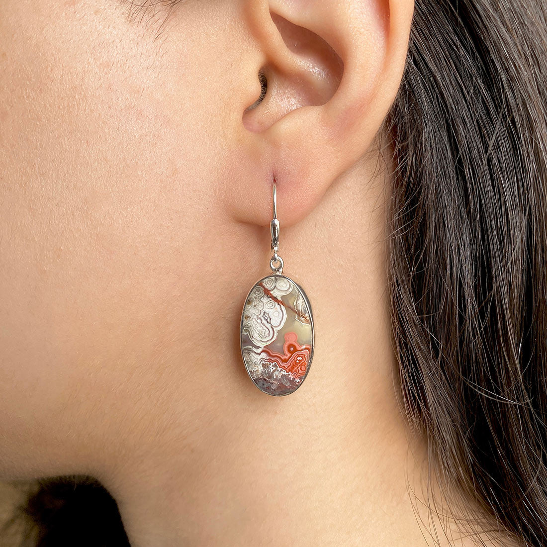 Premium Crazy Lace Agate Statement Earrings - CLA-E-10