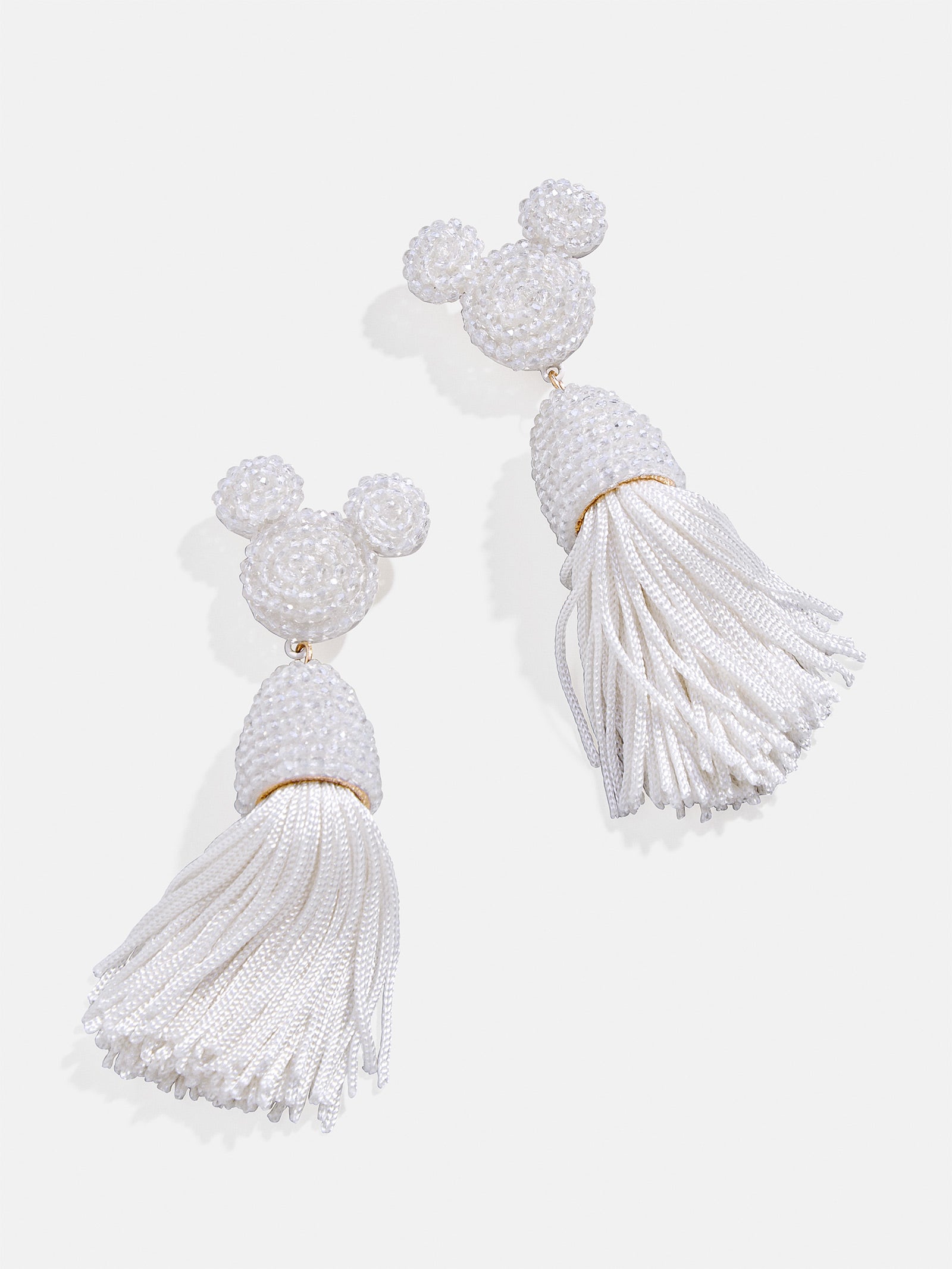 Premium Disney Mickey Mouse Tassel Earrings - Elegant White