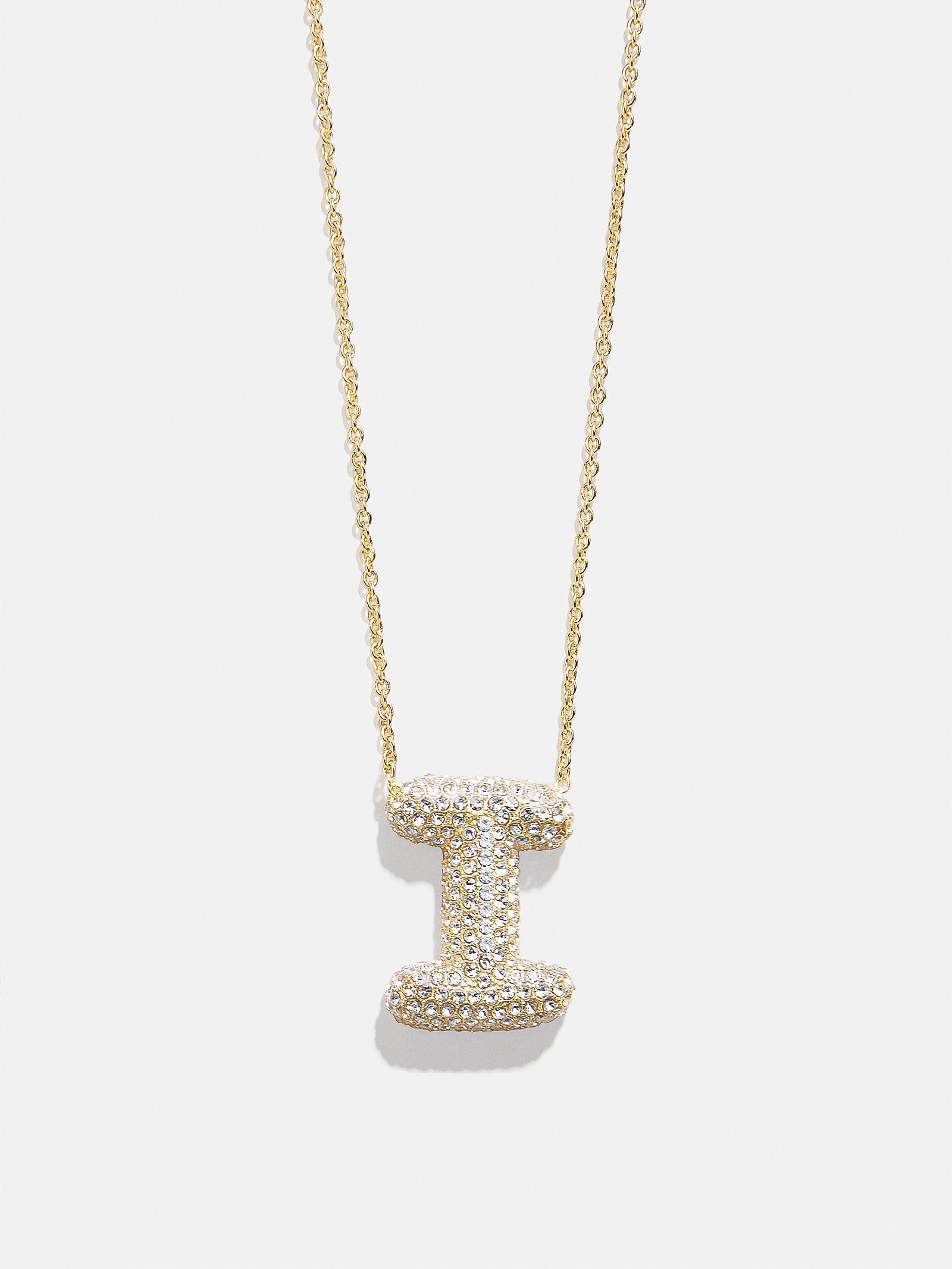 Premium Kids' Bubble Initial Necklace - Gold/Pavé