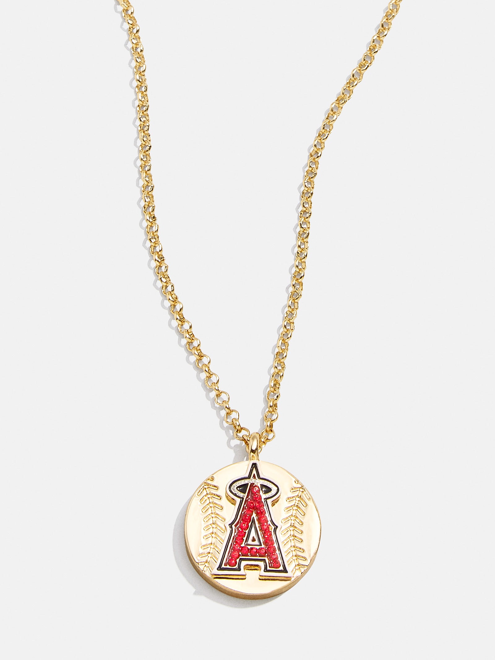 Premium MLB Gold Baseball Charm Necklace - Los Angeles Angels Edition