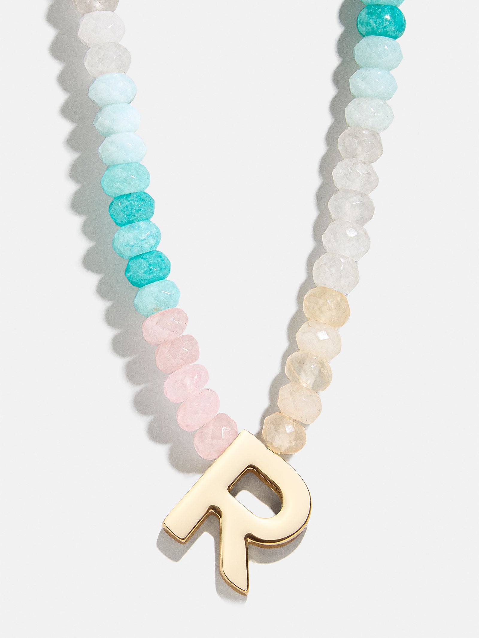 Premium Custom Initial Necklace with Semi-Precious Stones - Light Multi